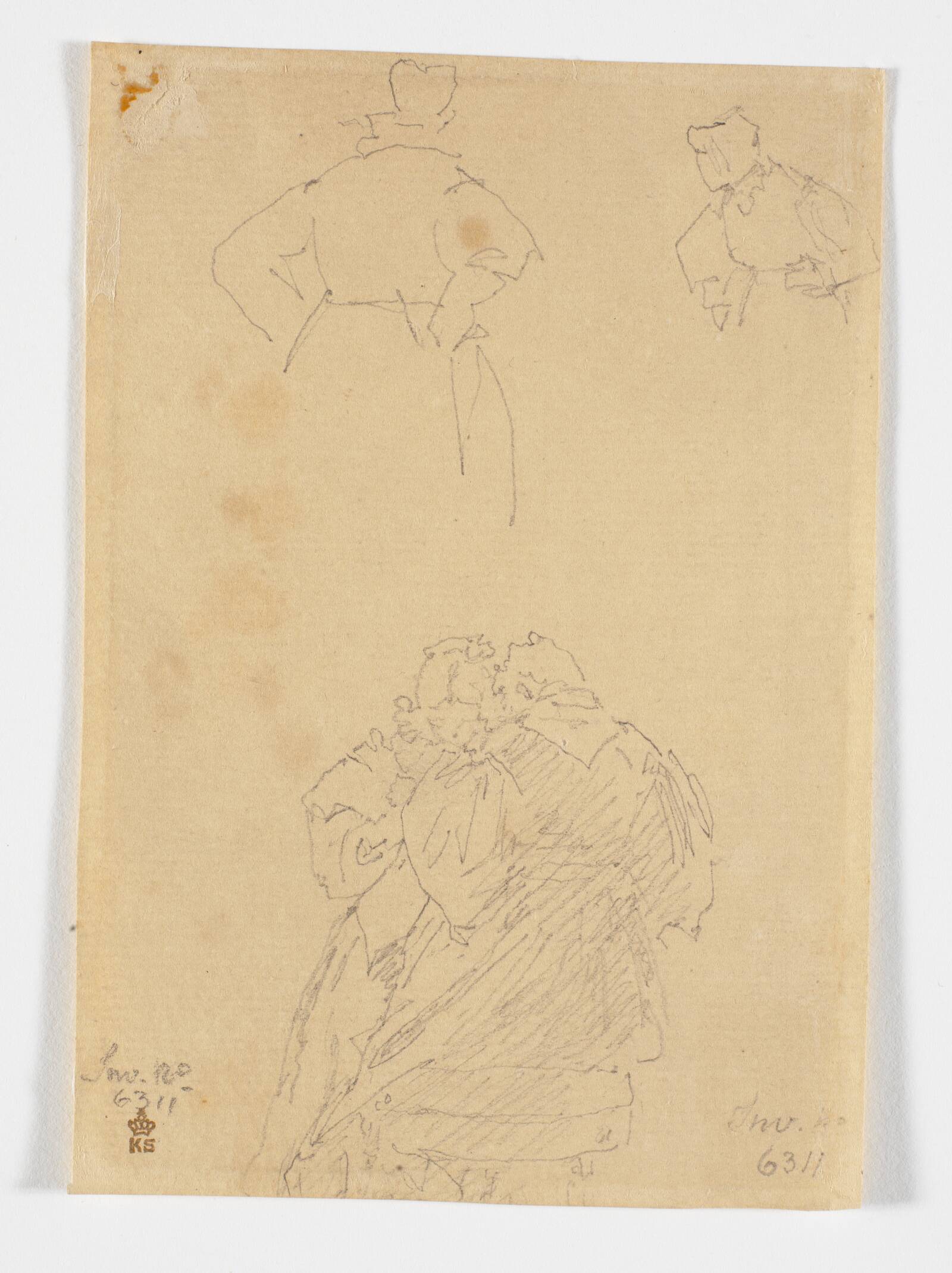 Tre figurstudier, Christen Købke, 1810-1848