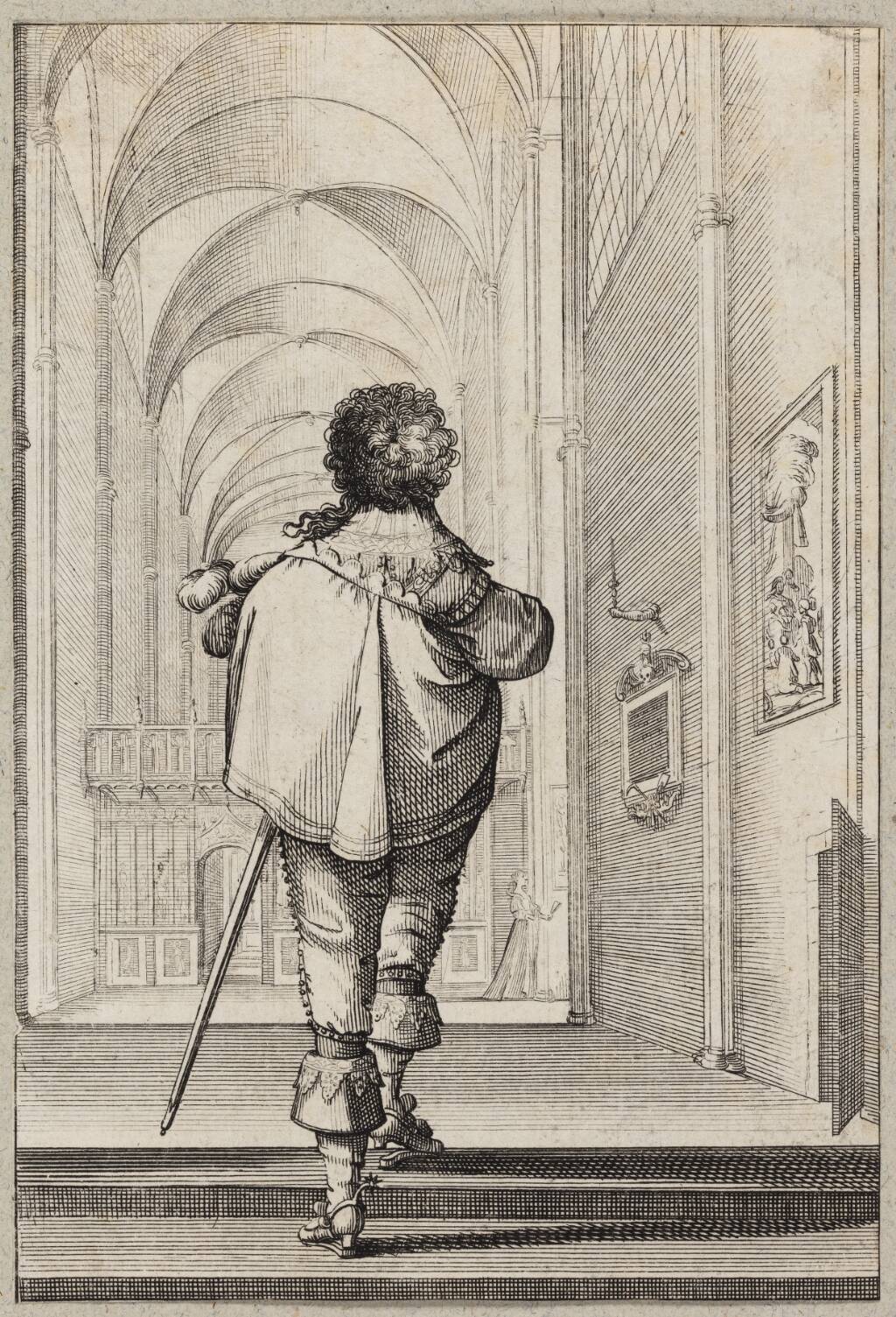 Fransk adelsmand i støvler med sporer, set fra ryggen, Abraham Bosse, 1629