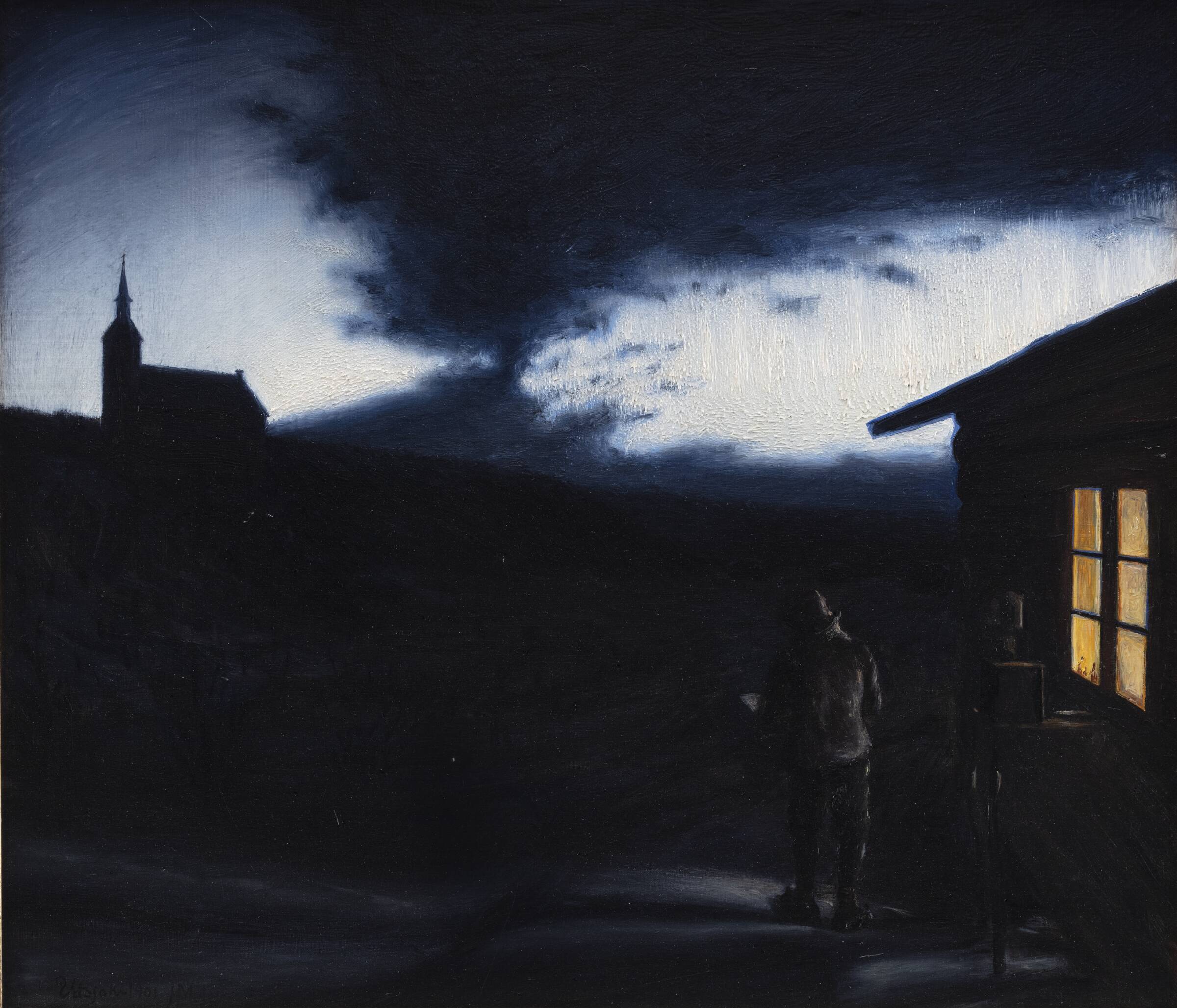 Nordlys 14. januar 1901, kl. 22.15. Utsjoki. Mod vest-nordvest, Moltke, Harald, 1901