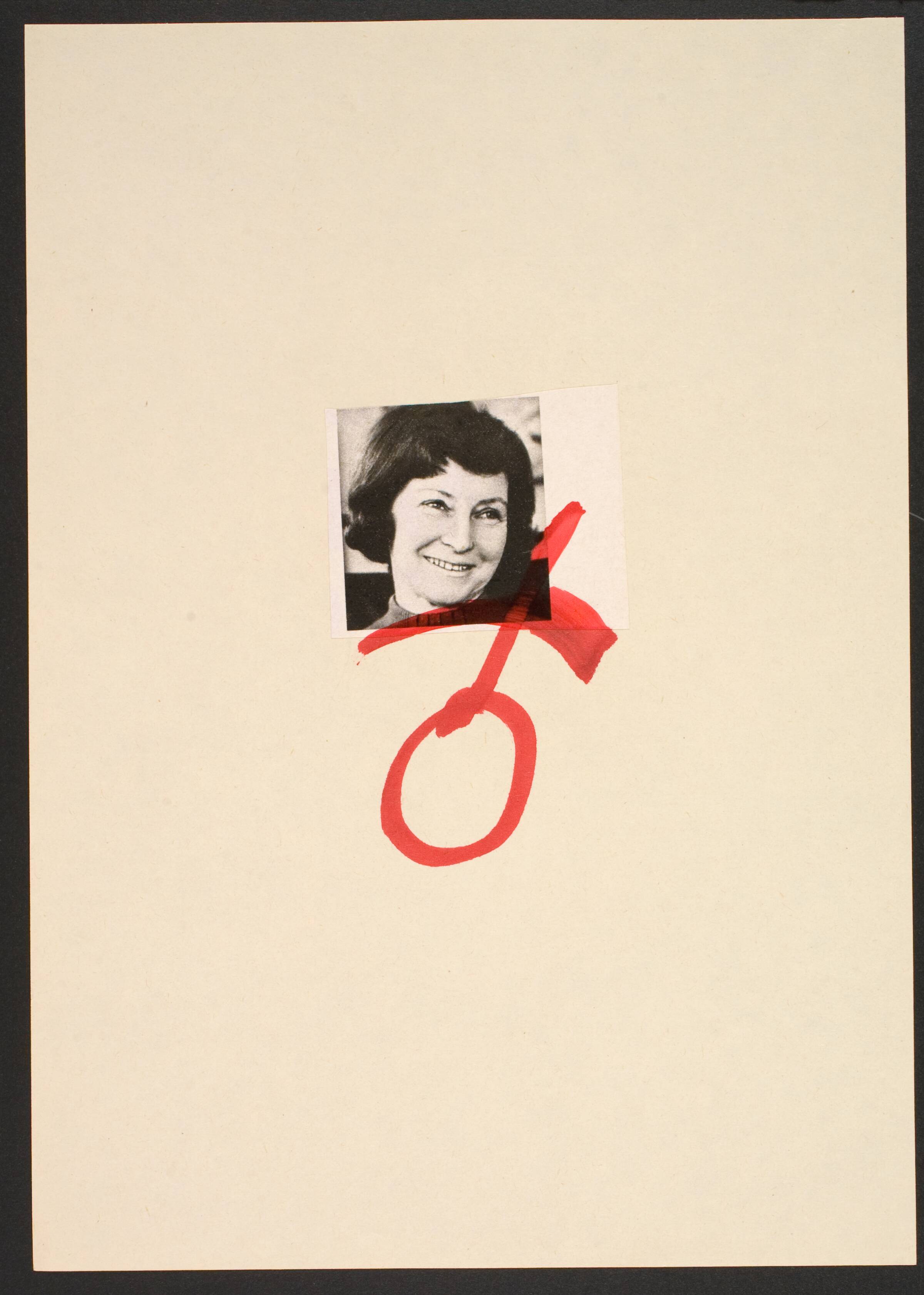 Udklip på papir med kvindetegnet, Lene Adler Petersen, 1974