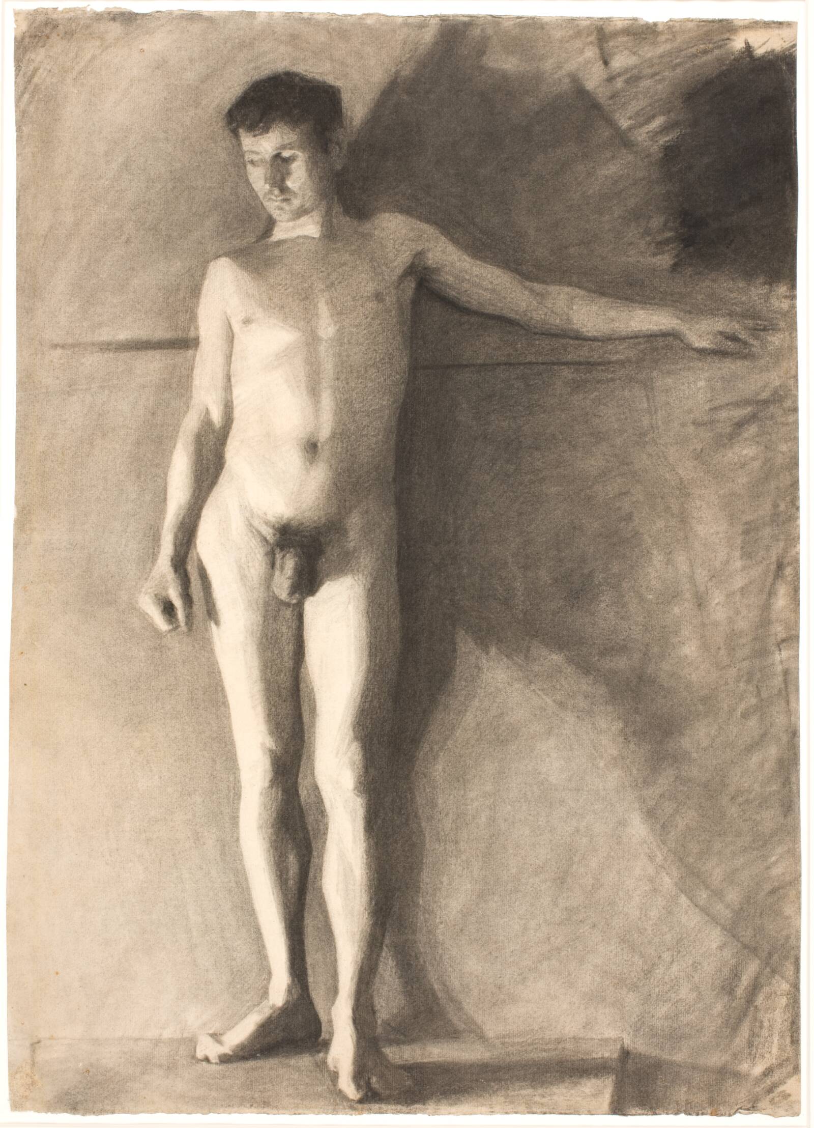 Stående mandlig model, Vilhelm Hammershøi, 1881-1884