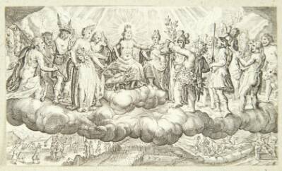 Bakkus overrækker vin til Jupiter