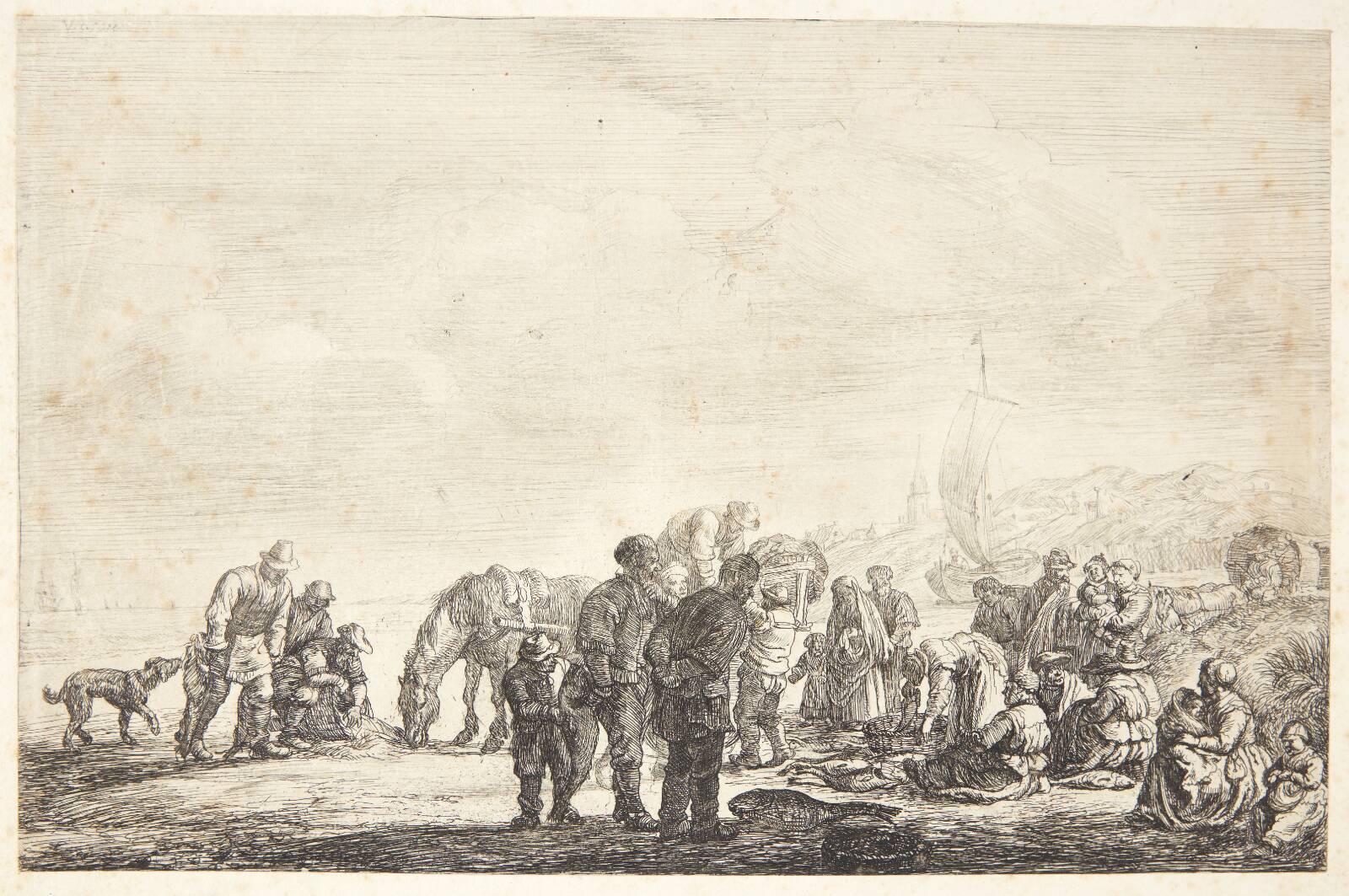 Fiskere på stranden, Simon de Vlieger, 1600-1653