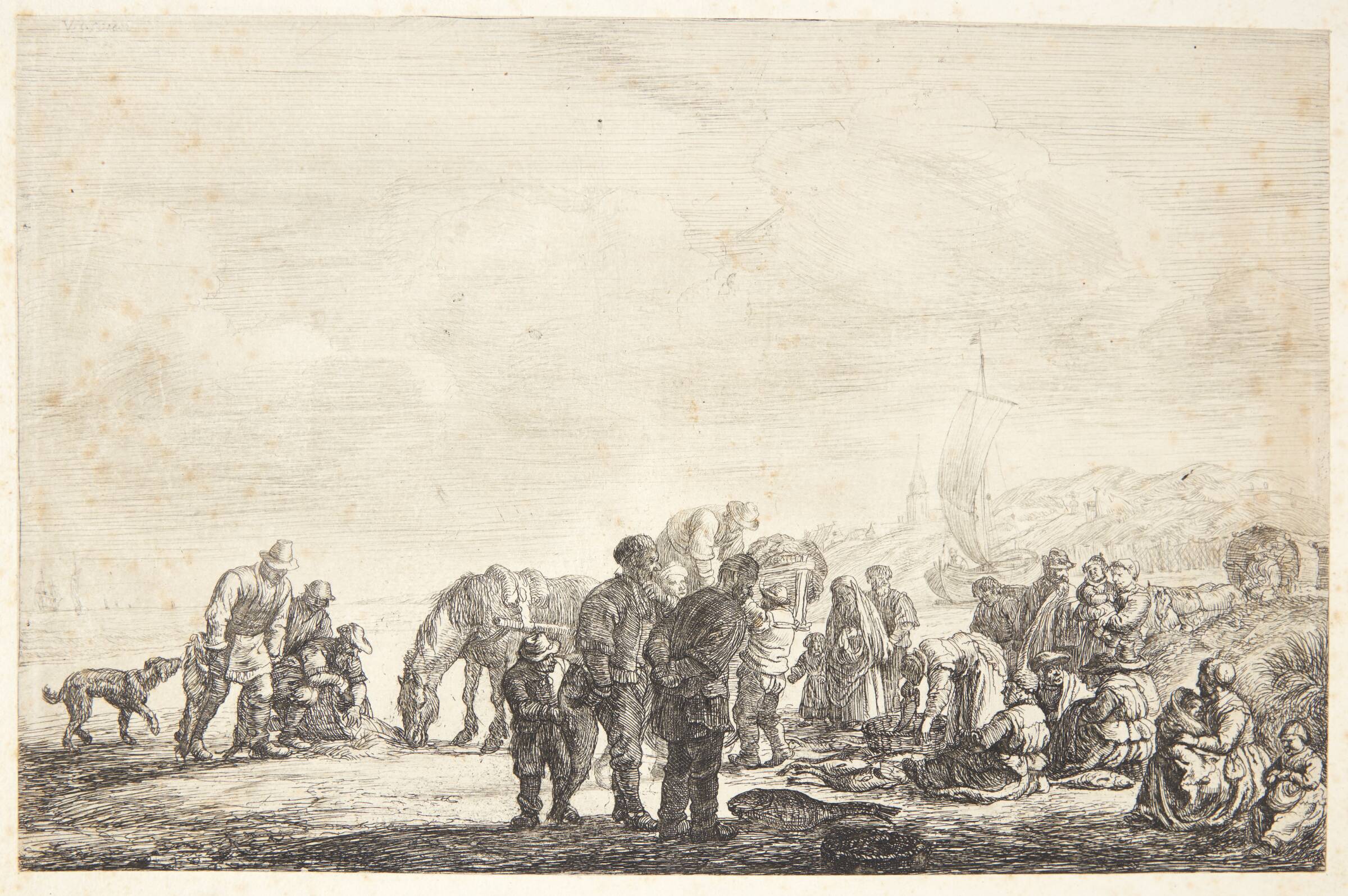 Fiskere på stranden, Simon de Vlieger, 1600-1653