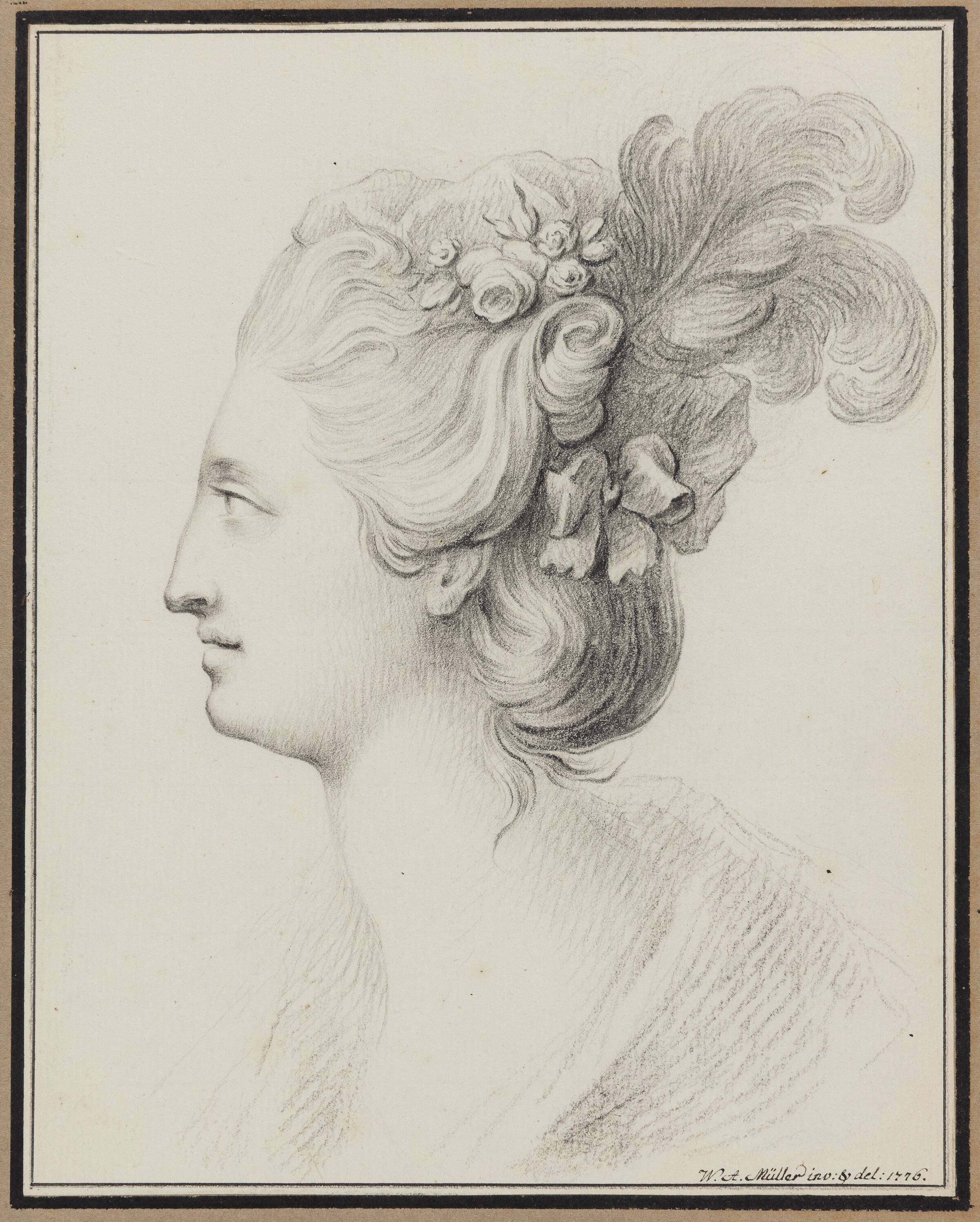 Dameportræt i profil (Caroline Walter?), W.A. Müller, 1776