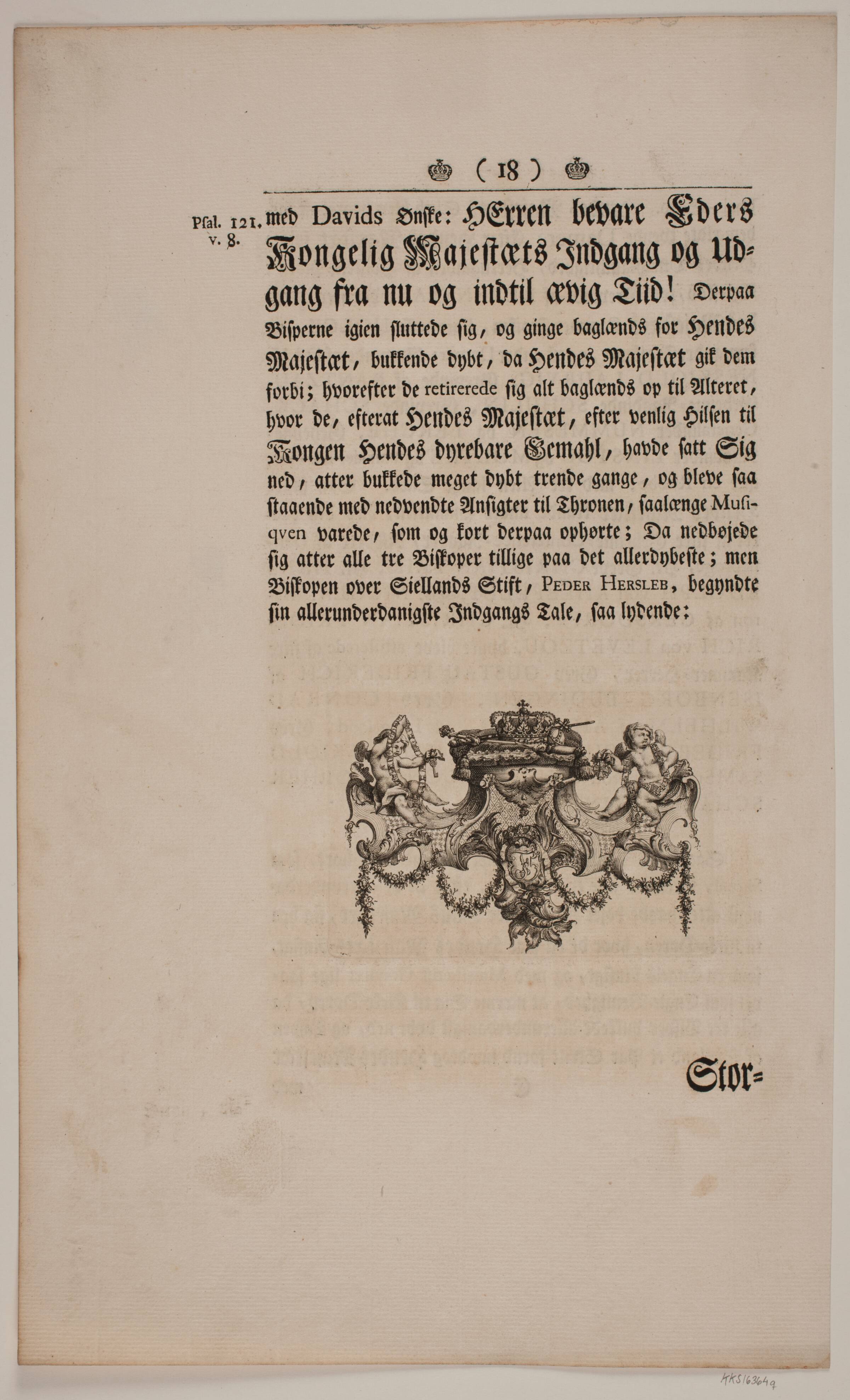 Vignet til Frederik IV's Salvingsakt, Odvardt Helmoldt de Lode, 1749