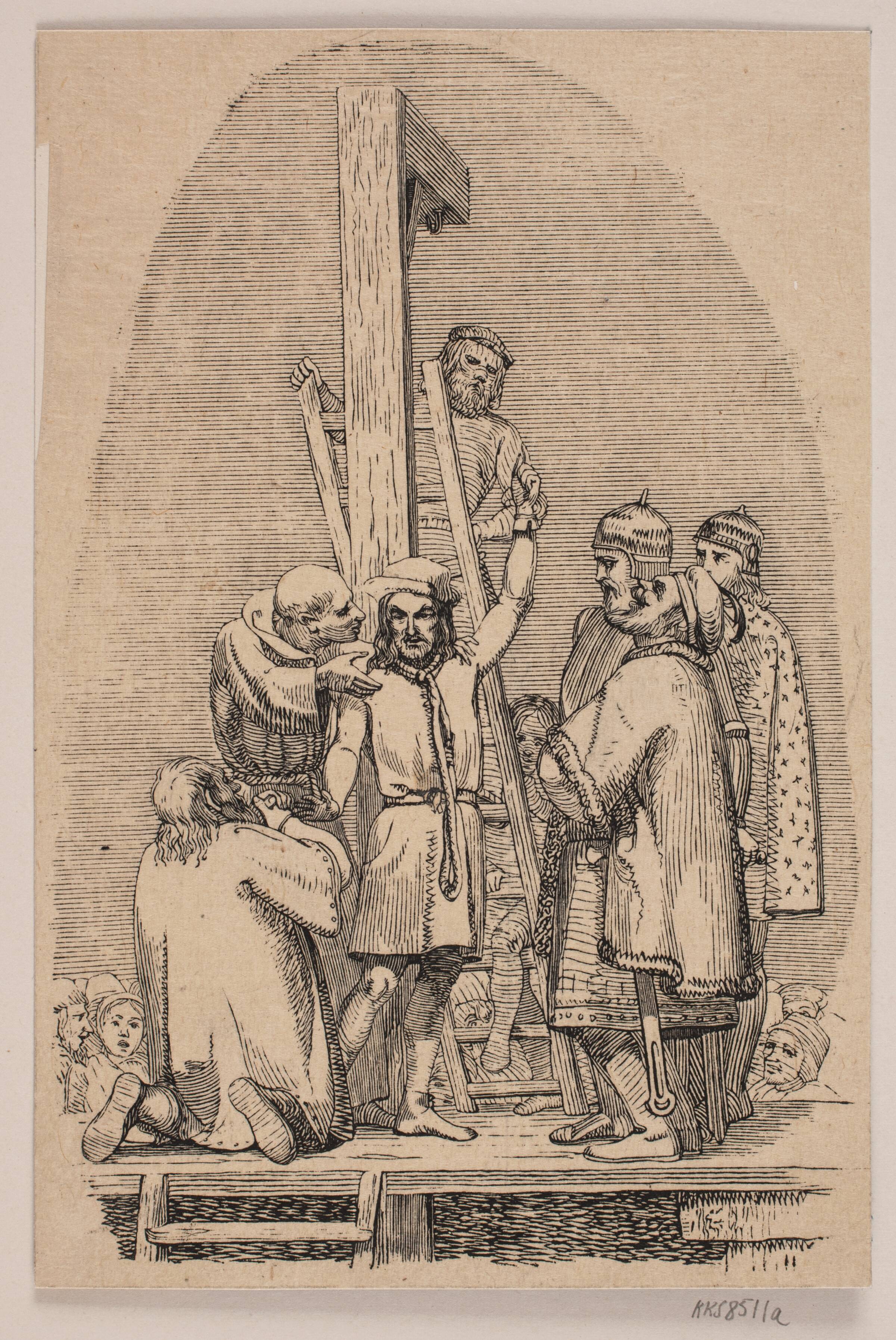 Uglspil ved galgen, Andreas Flinch, 1841