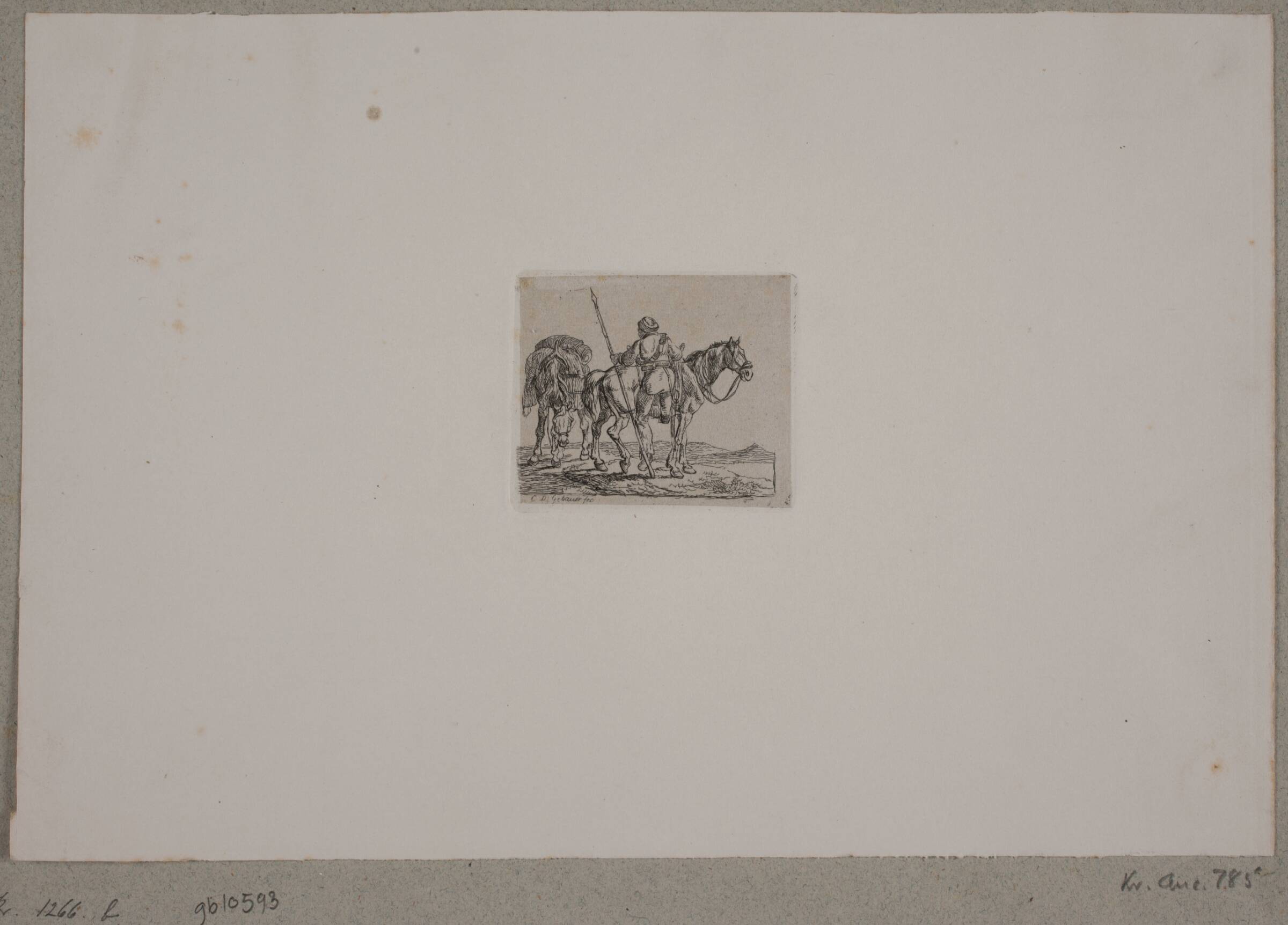En kosak, der stiger til hest, Christian David Gebauer, 1813