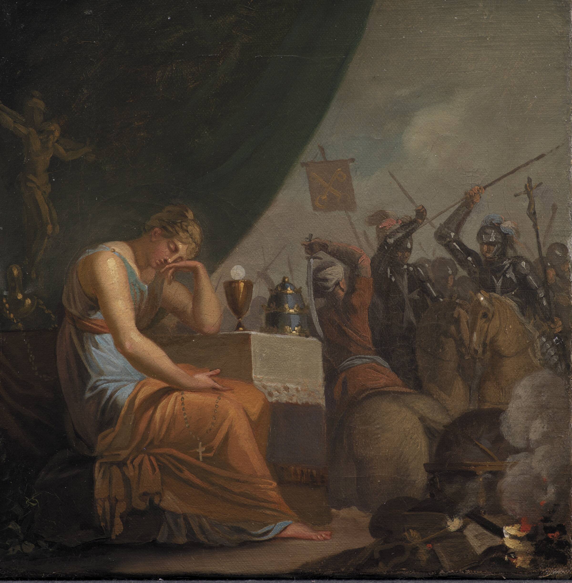 Hierarkiet på sit højeste i korstogenes periode. Allegori på en af fire hovedepoker i Europas kulturhistorie, Nicolai Abildgaard, 1784