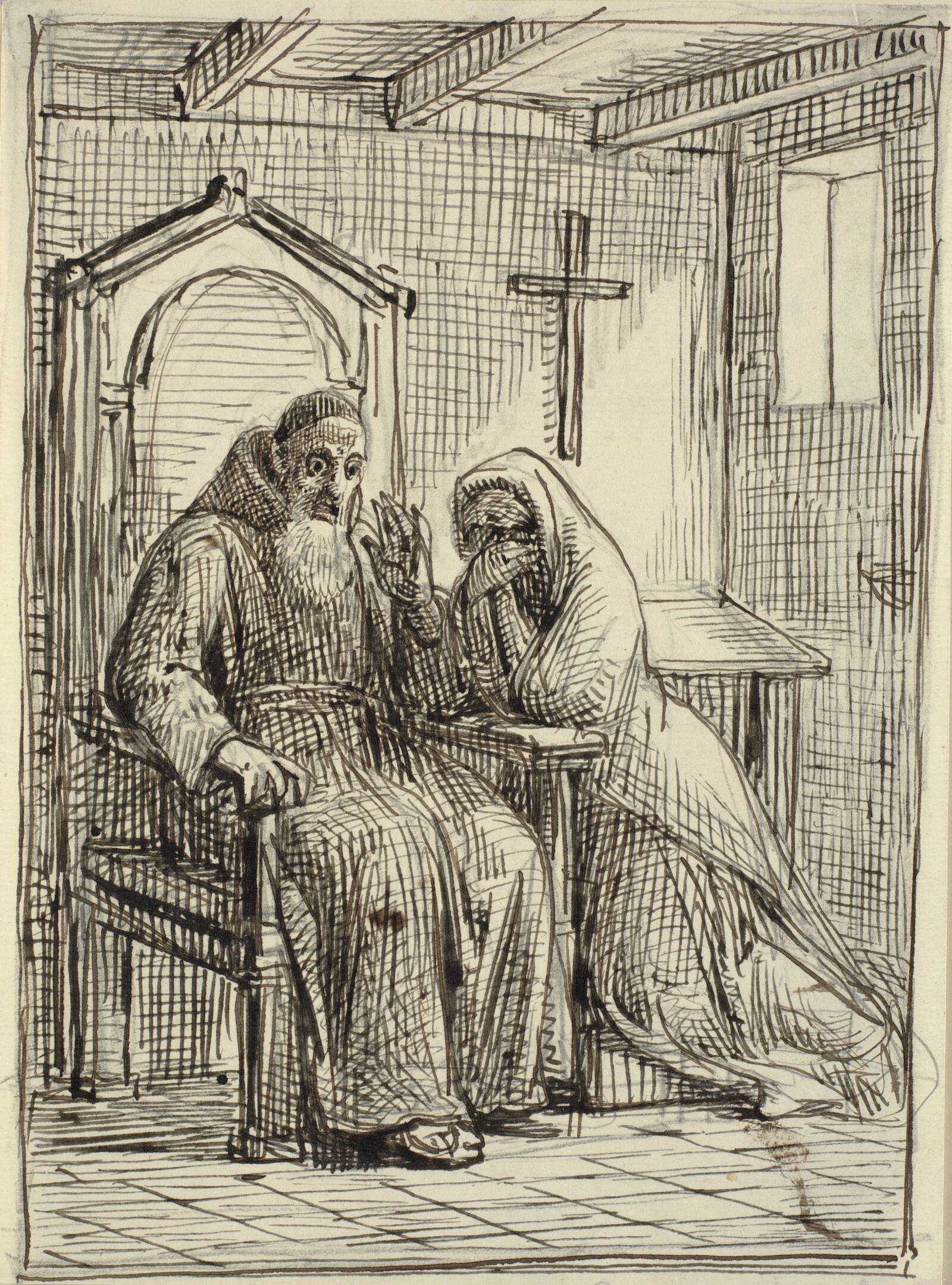 Den forfærdede skriftefader, Wilhelm Marstrand, 1862