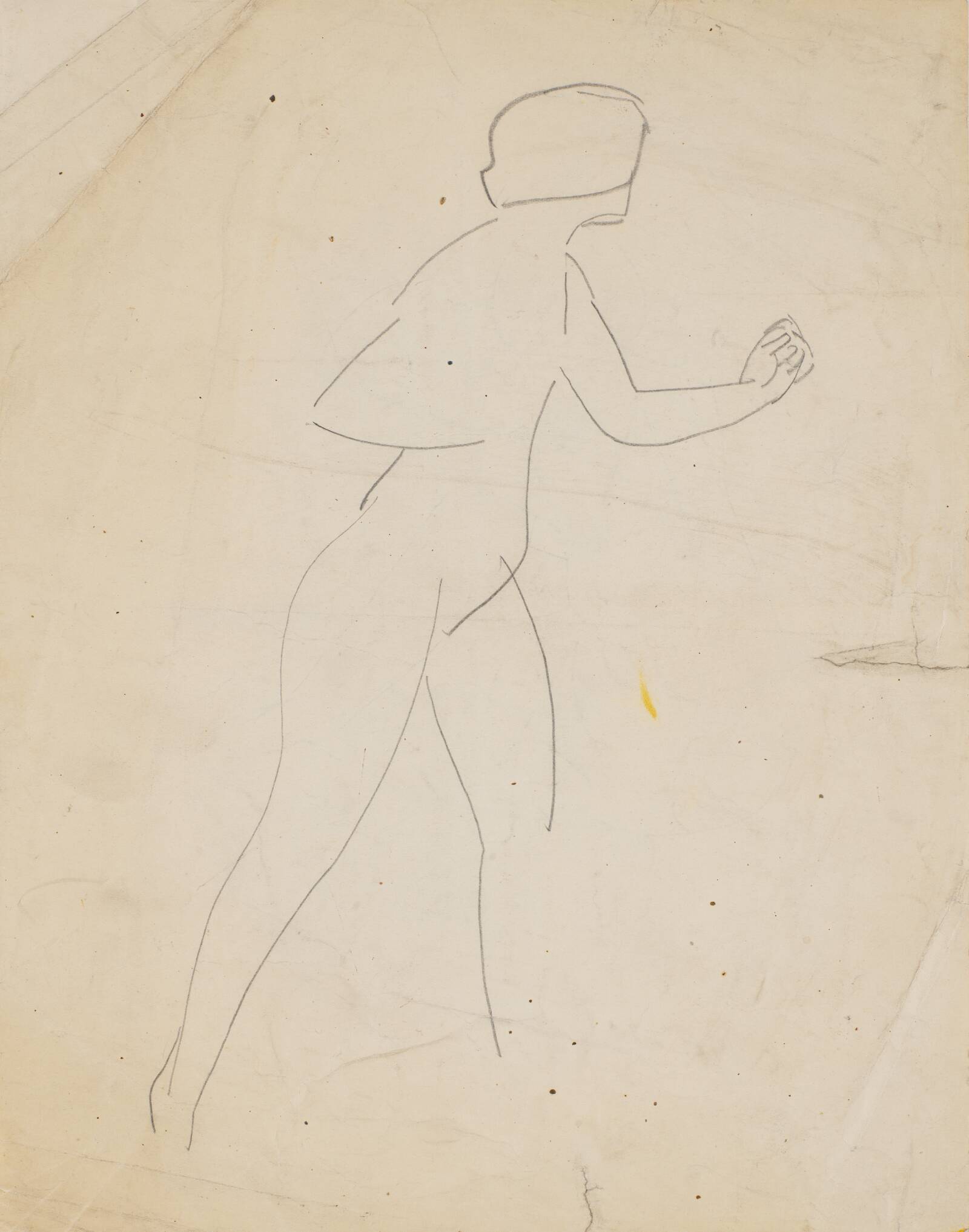 Nøgen kvindelig model gående mod højre, Isakson, Karl, 1908-1911