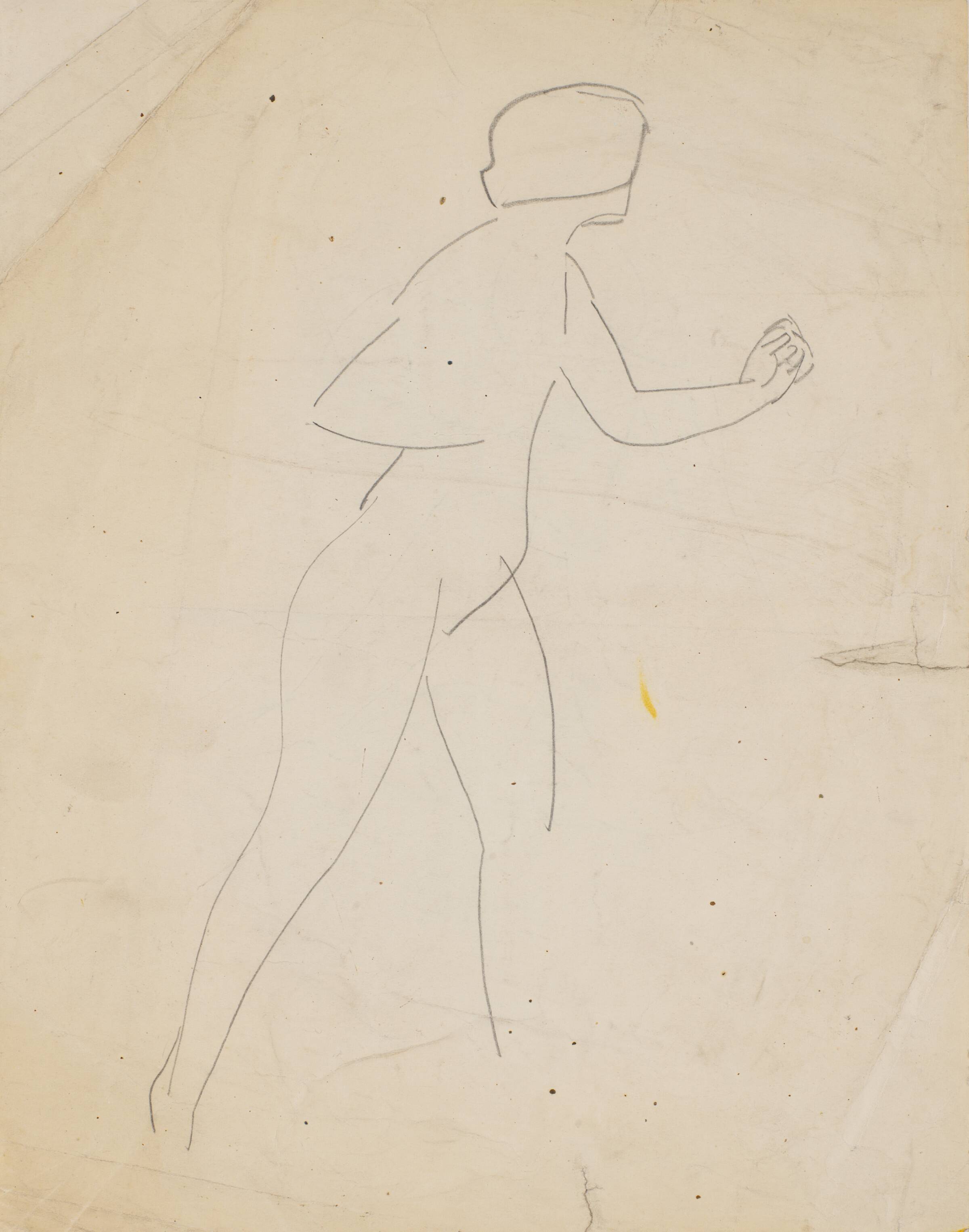 Nøgen kvindelig model gående mod højre, Isakson, Karl, 1908-1911
