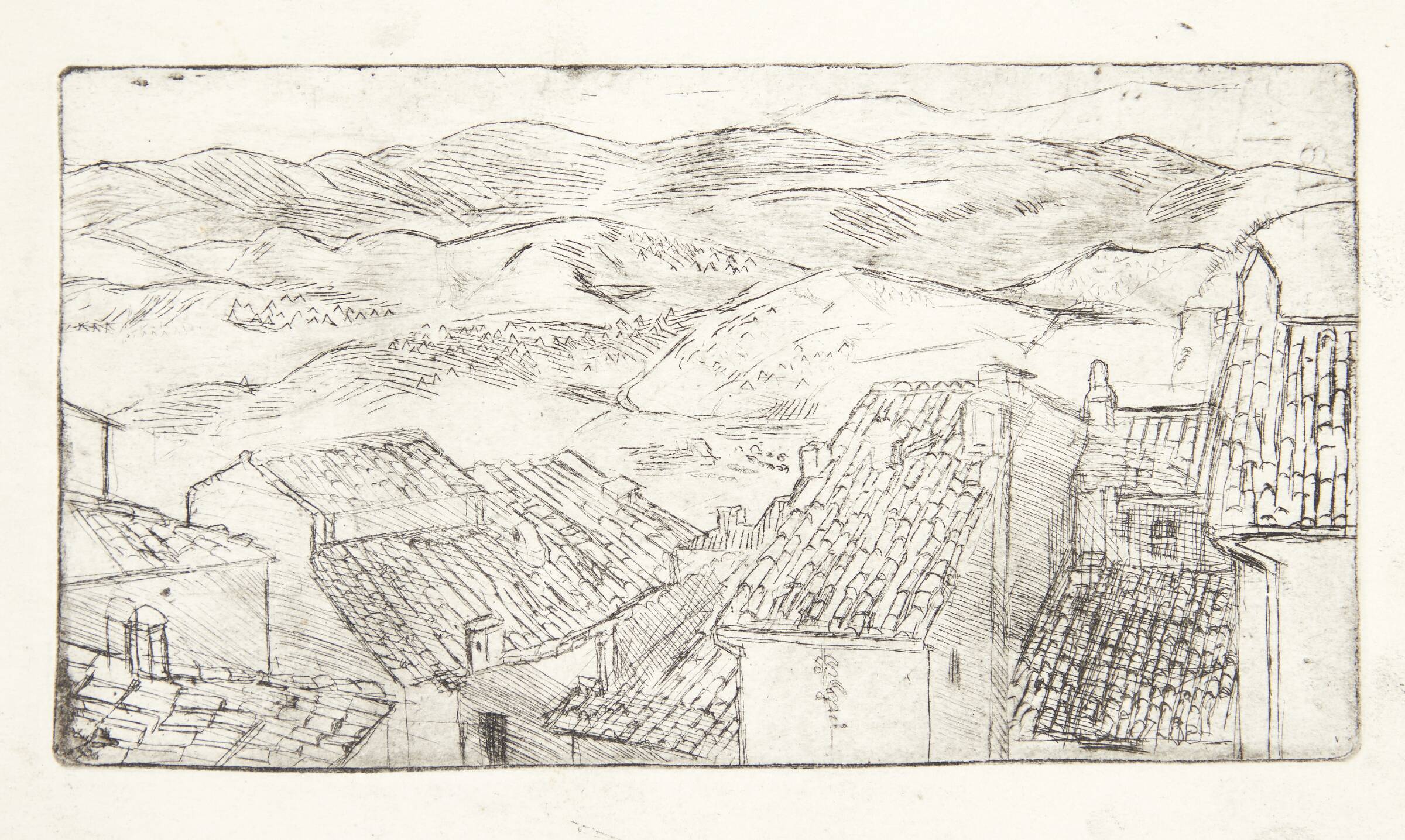 Udsigt over tage. Volterra, Karen Westman, 1954