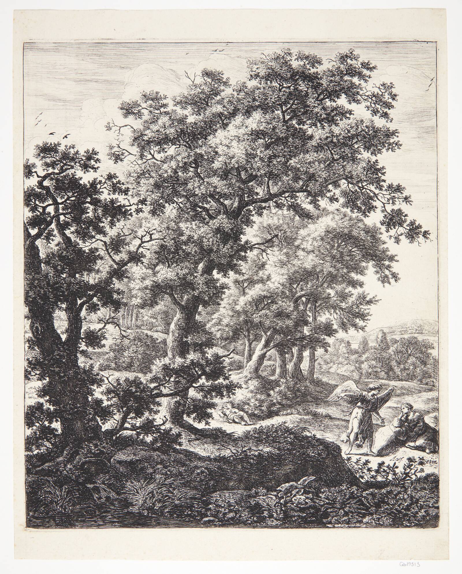 Hager trøstes af englen, Anthonie Waterloo, 1610-1690