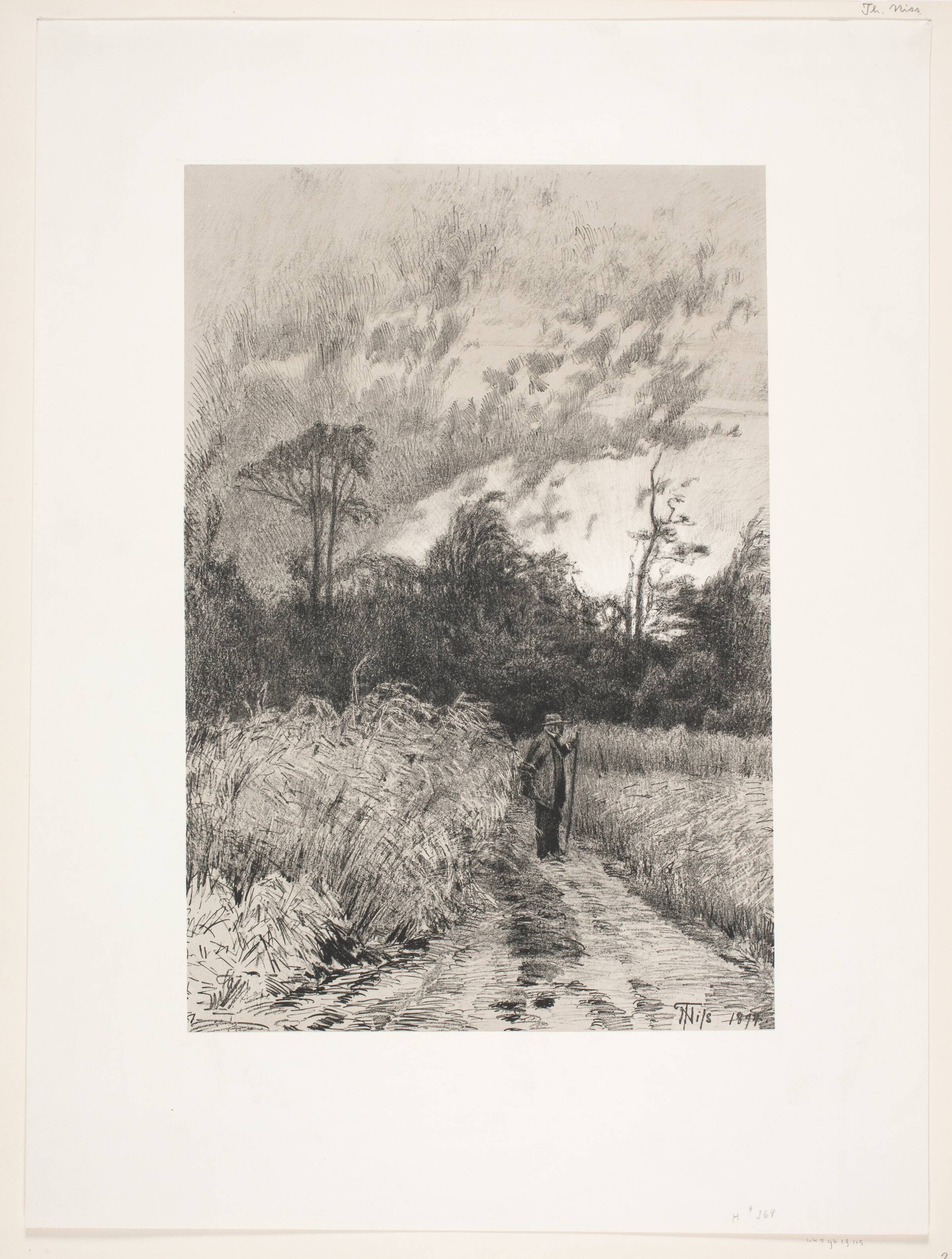Landskab med en gammel mand, Thorvald Niss, 1894