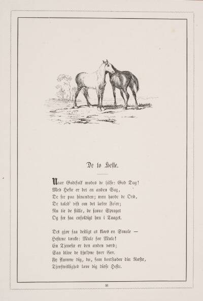 De to heste. Illustration til H.V. Kaalund, "Fabler for Børn"