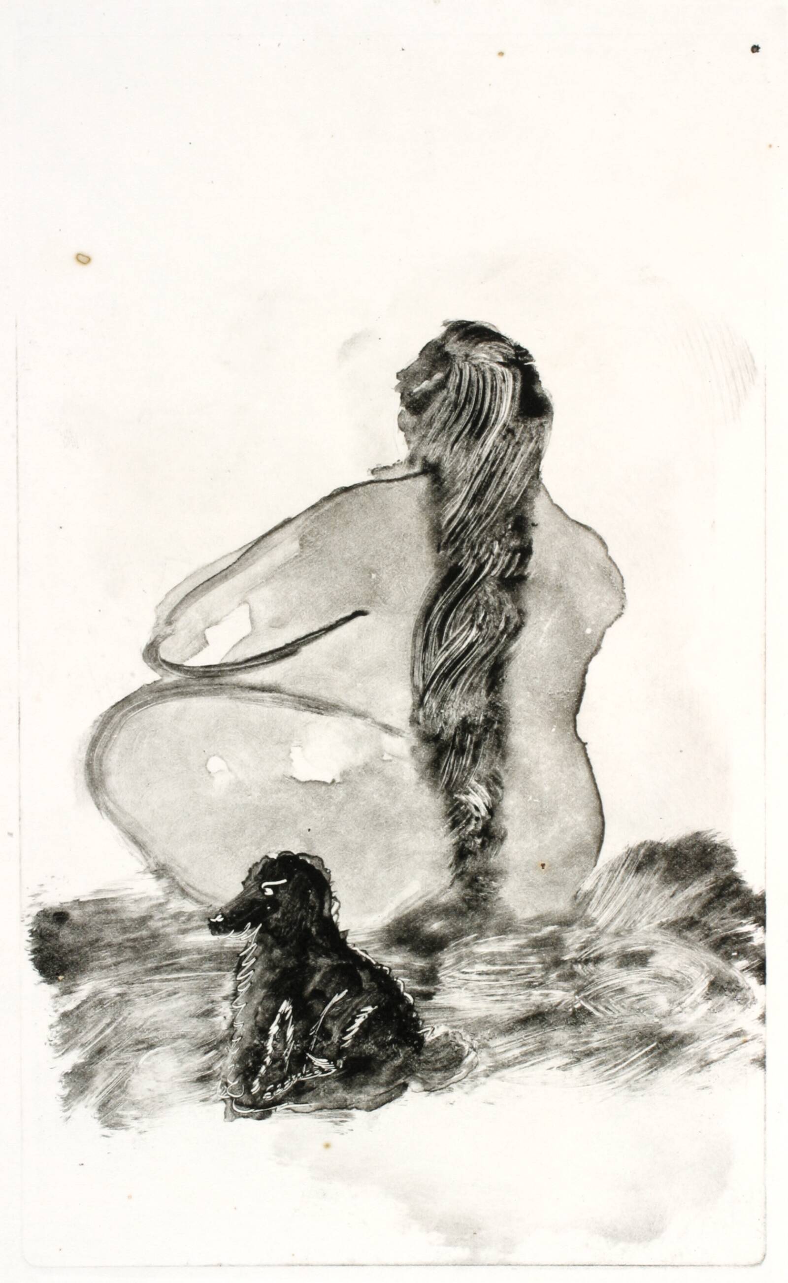 Nøgen kvinde og skødehund, Richard Winther, 1958