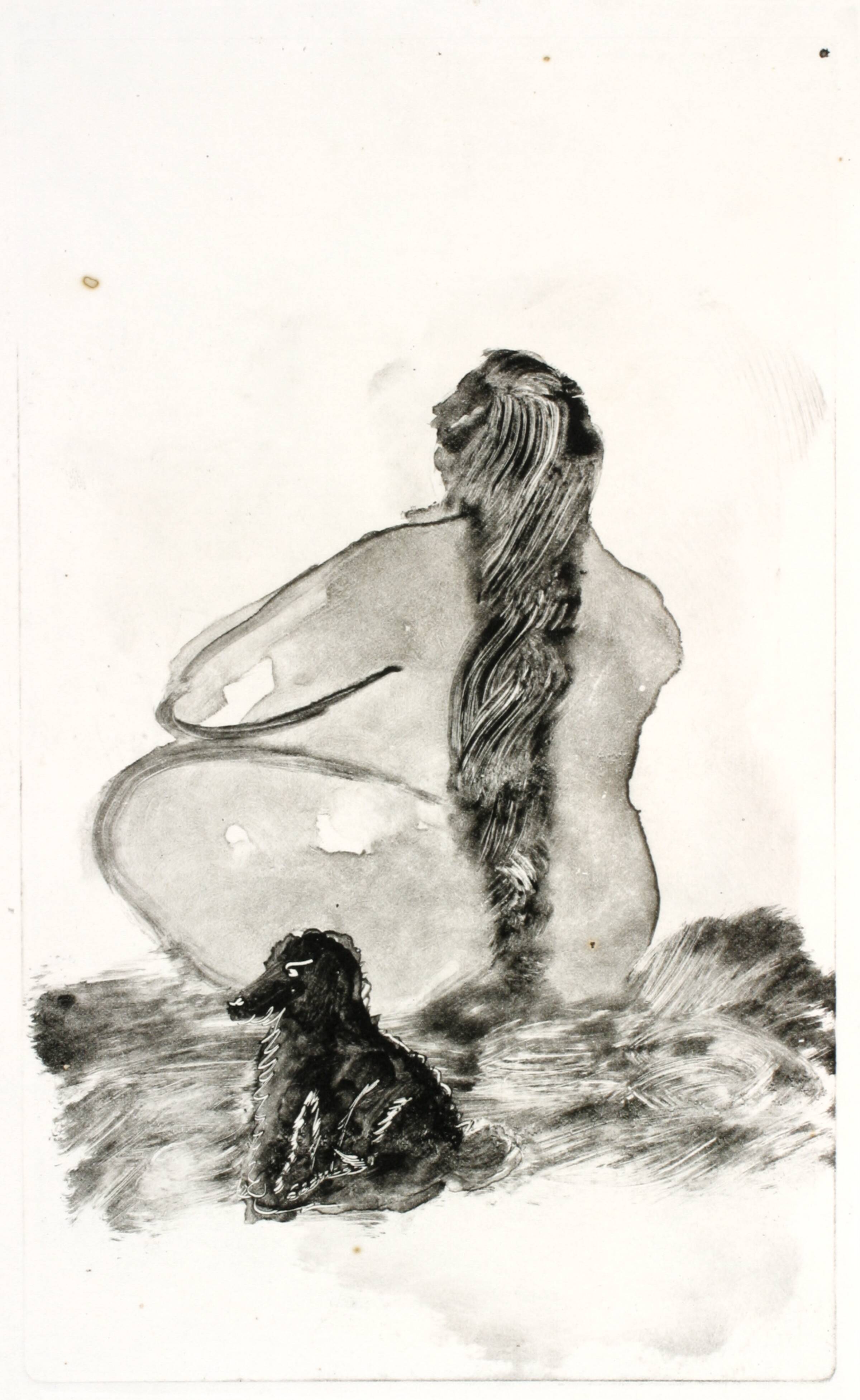 Nøgen kvinde og skødehund, Richard Winther, 1958