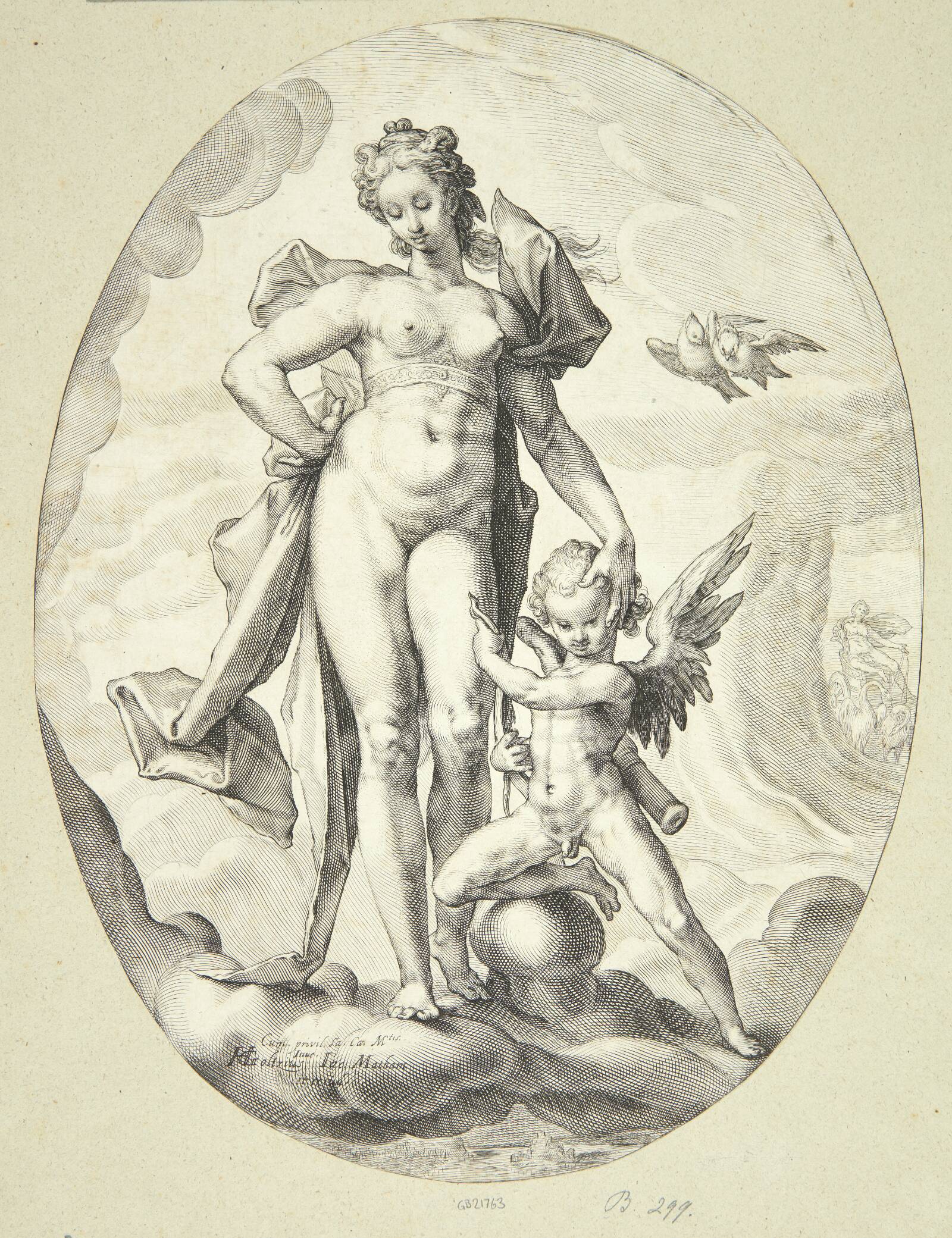Venus og Amor, Jacob Matham, 1599-1602
