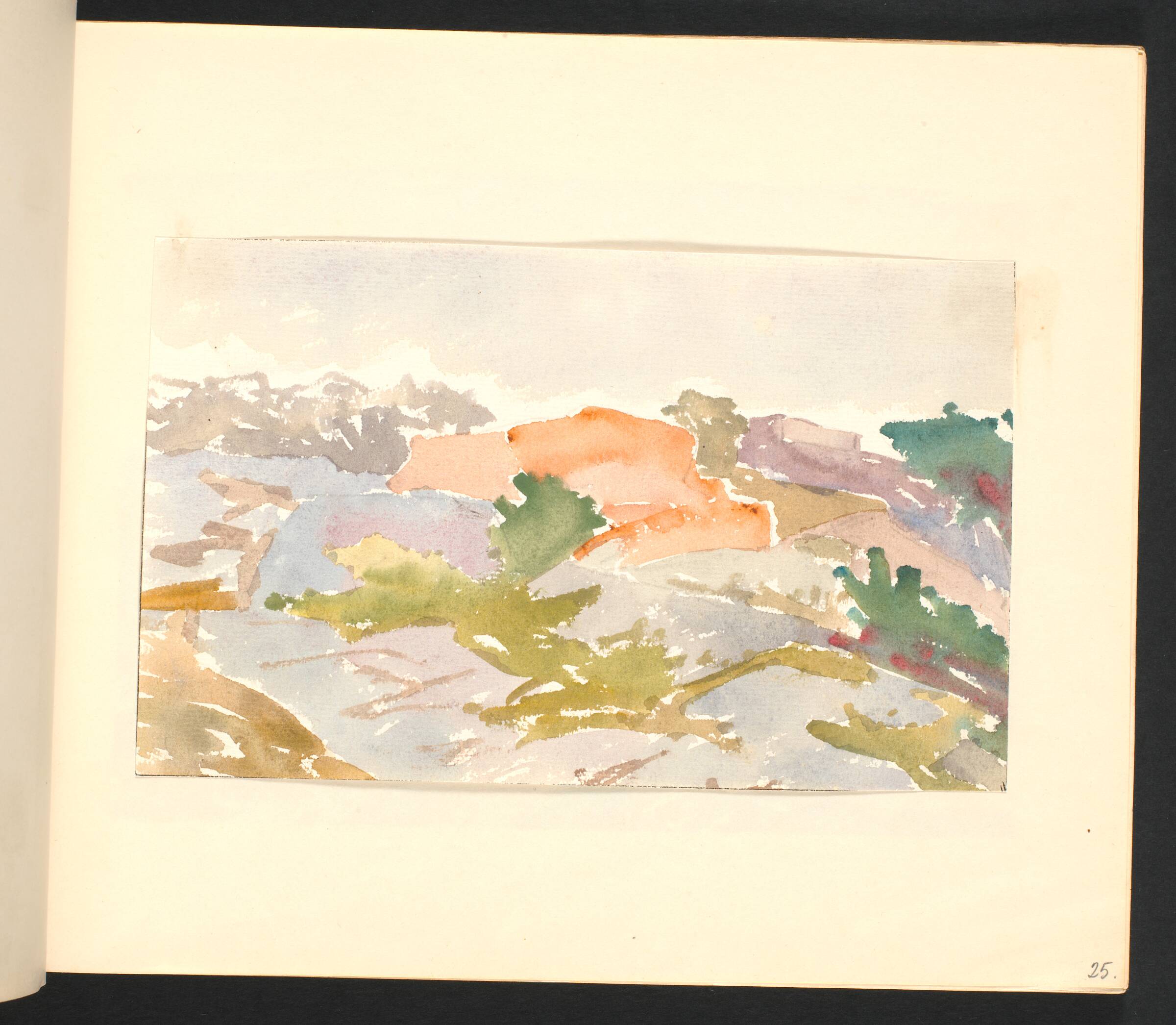 Klipper med bevoksning ved havet, Johannes Frederiksen, 1944