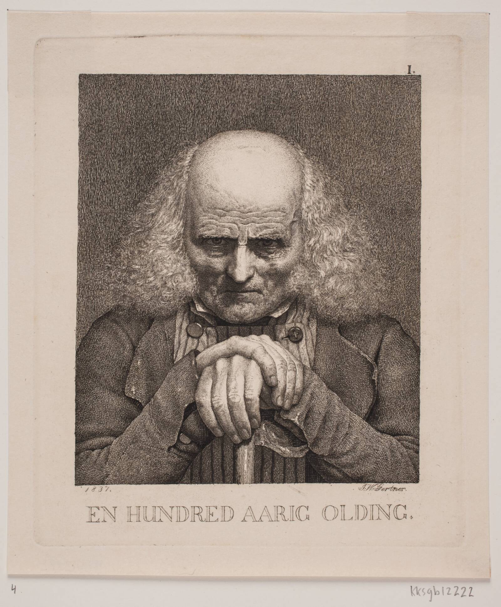 En hundredårig olding, J.V. Gertner, 1837