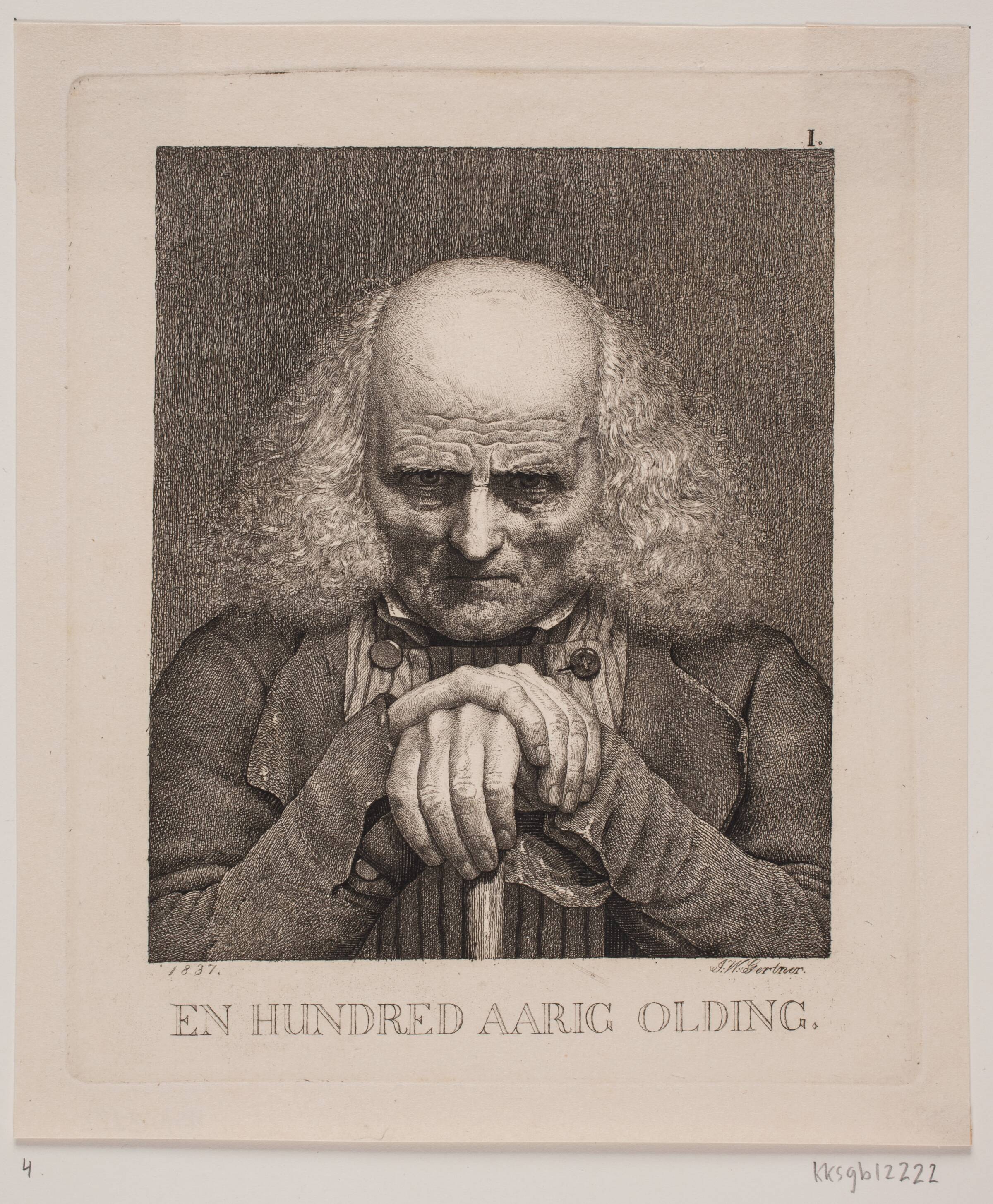 En hundredårig olding, J.V. Gertner, 1837