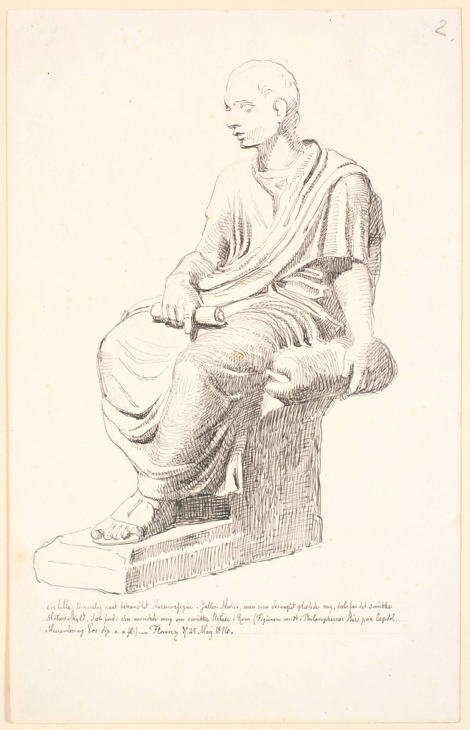 Studie efter en figur af en siddende mand, Johan Thomas Lundbye, 1846