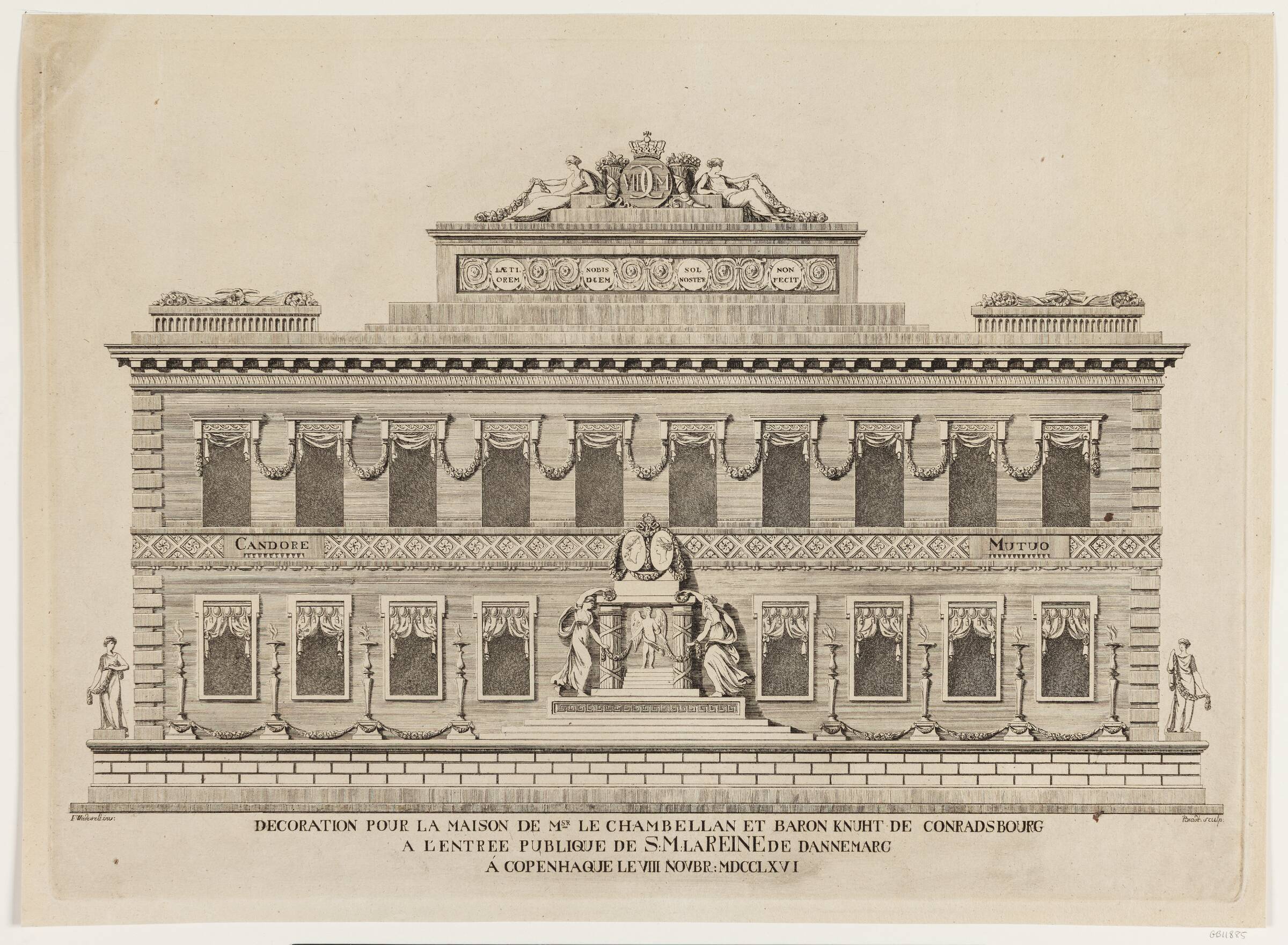 Dekoration bestemt foran Baron Knuths Gaard, J.G. Bradt, 1764-1768