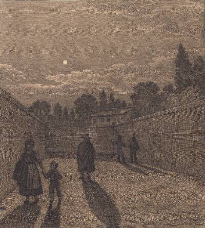 Måneskin over en vej. Illustration til "Linearperspectiven", Tavle IV