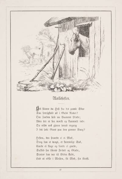 Møllehesten. Illustration til H.V. Kaalund, "Fabler for Børn"