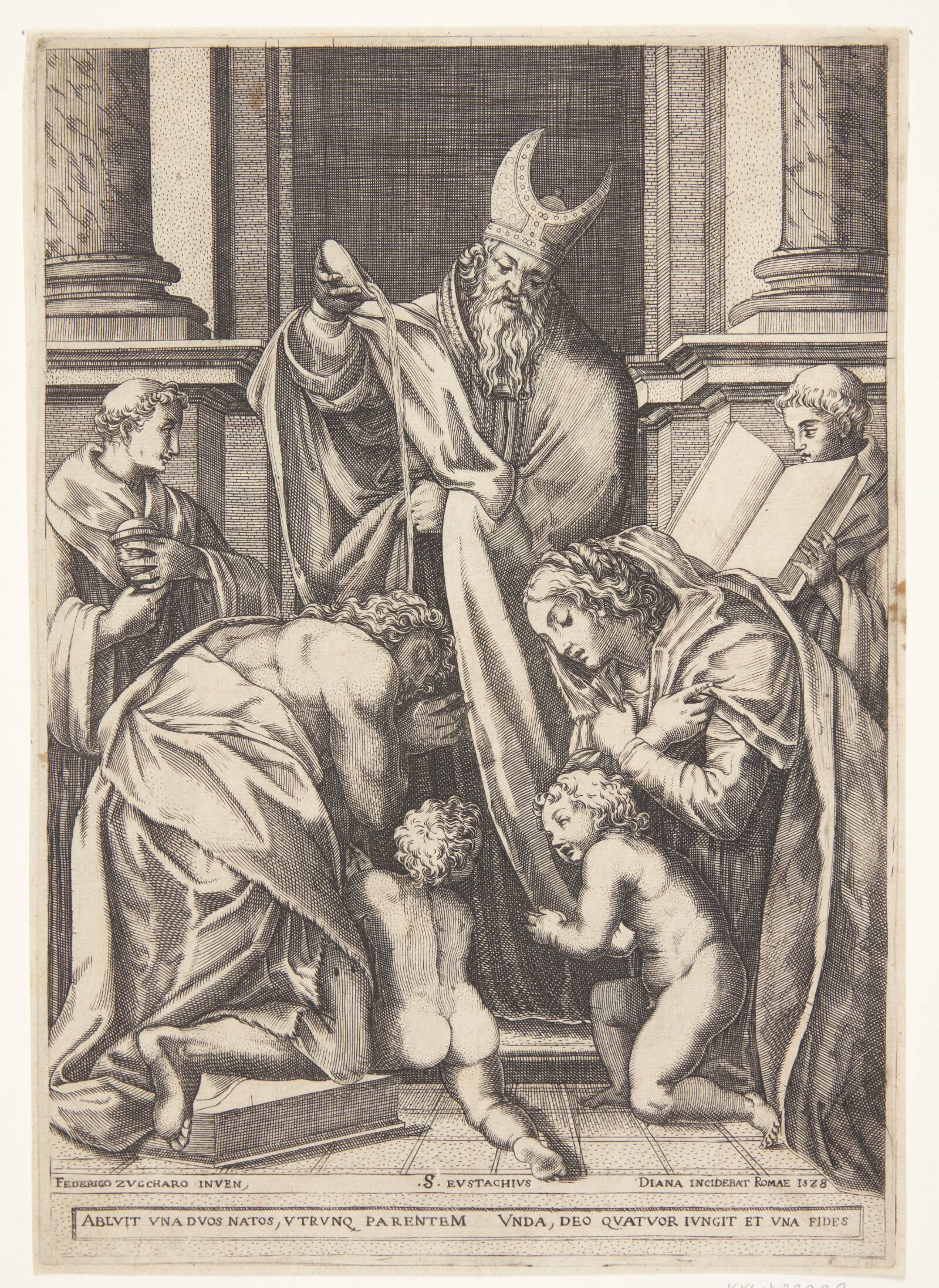 Den Hellige Eustacius døbes, Diana Scultori, 1578