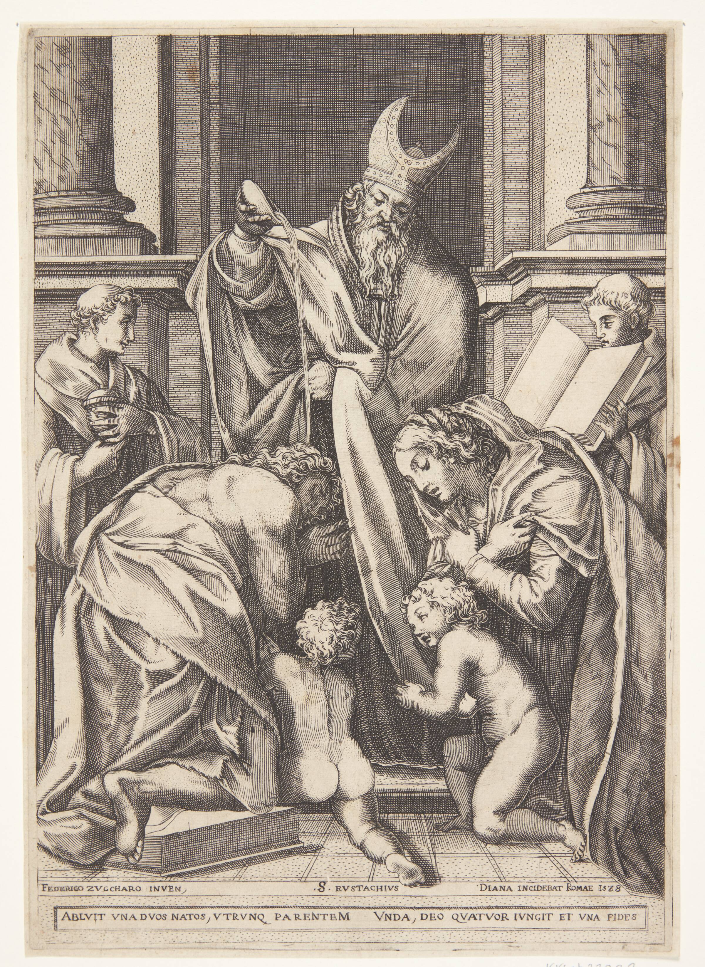 Den Hellige Eustacius døbes, Diana Scultori, 1578