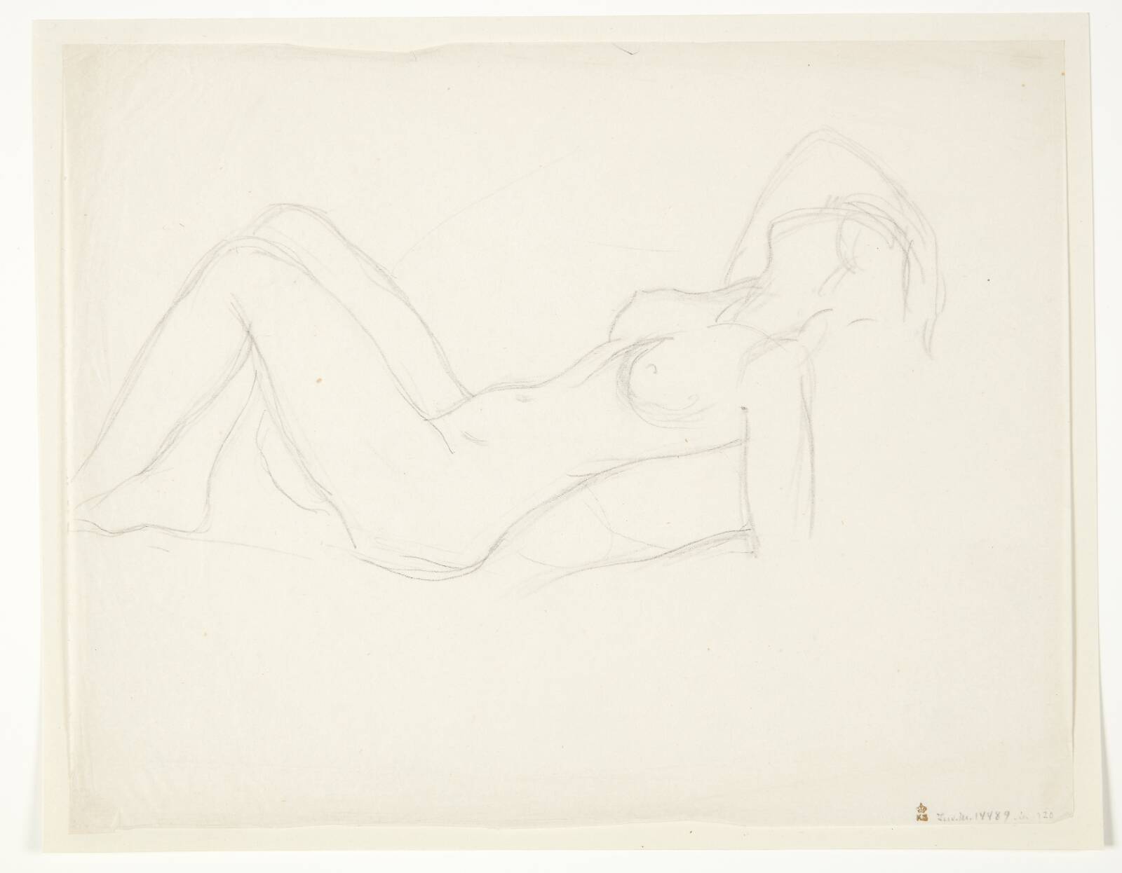 Liggende kvindelig model, Gerhard Henning, 1918-1922