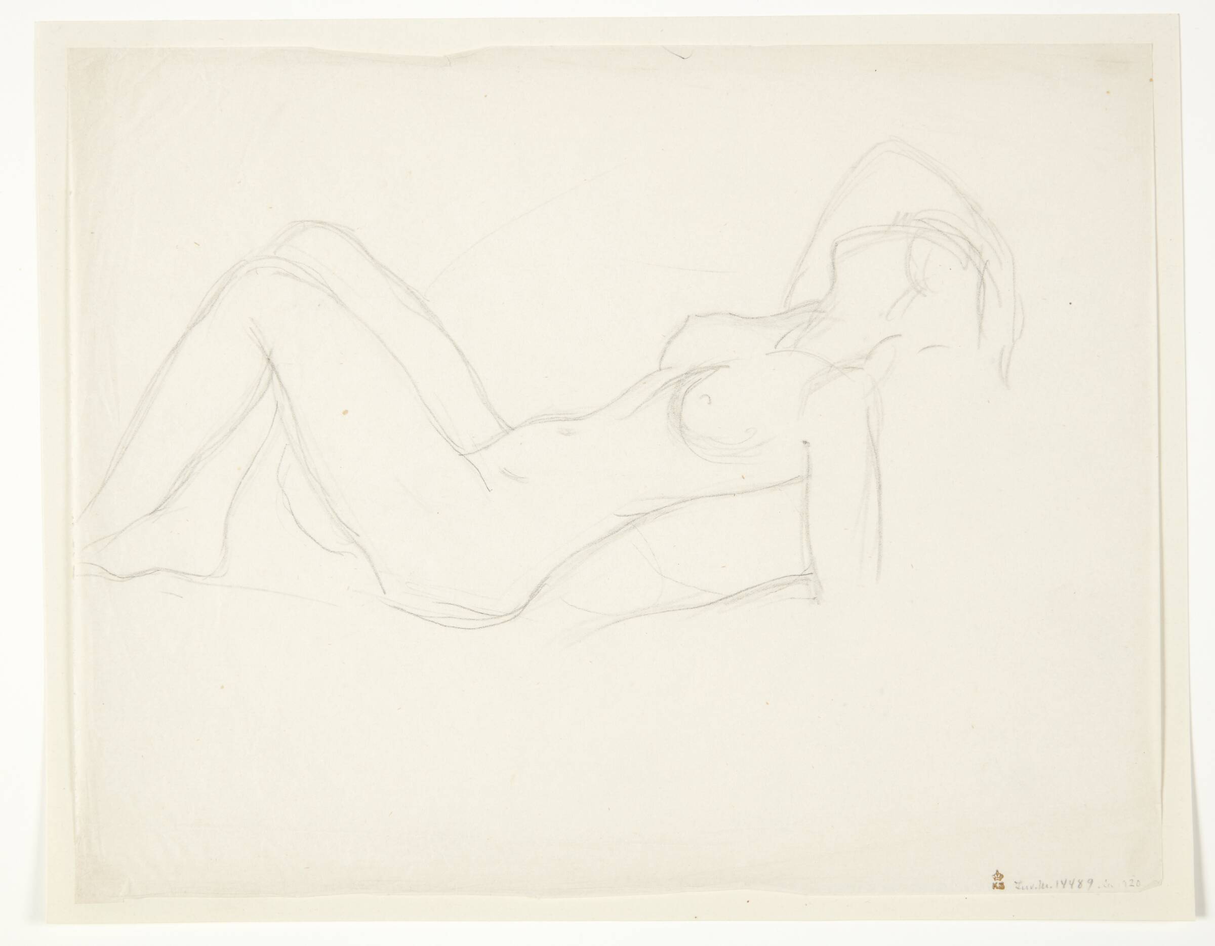Liggende kvindelig model, Gerhard Henning, 1918-1922