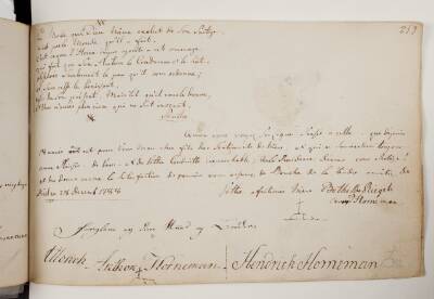 Vers på fransk og hilsner fra Bothilde Riegels Horneman samt Anthon og Hendrick Horneman