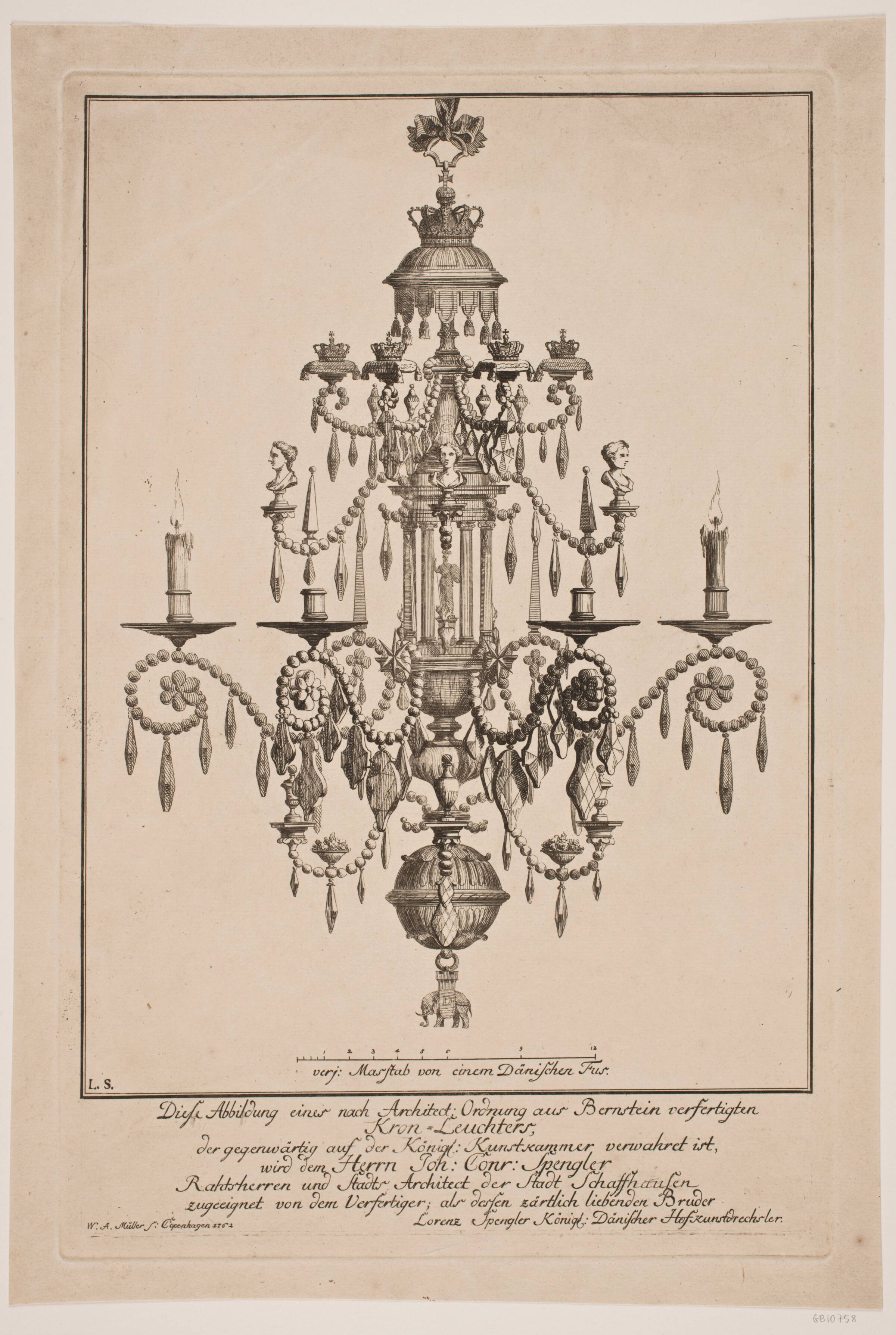 En Lysekrone, W.A. Müller, 1762