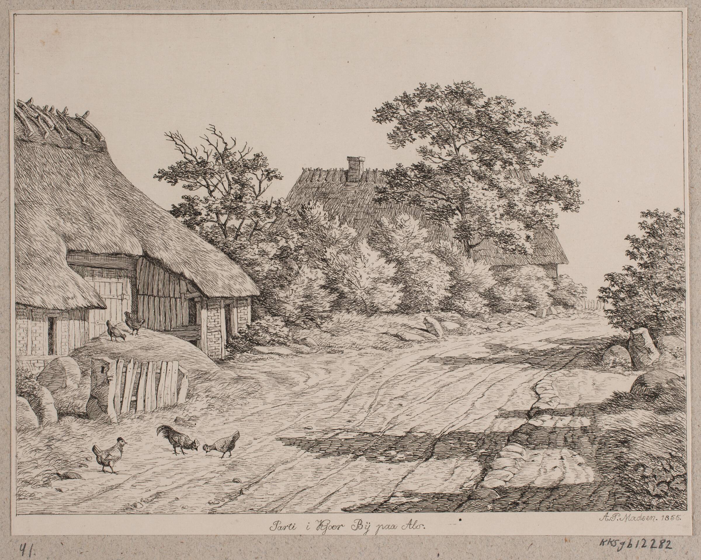 Udkanten af Kjær by på Als, Madsen, A.P., 1855