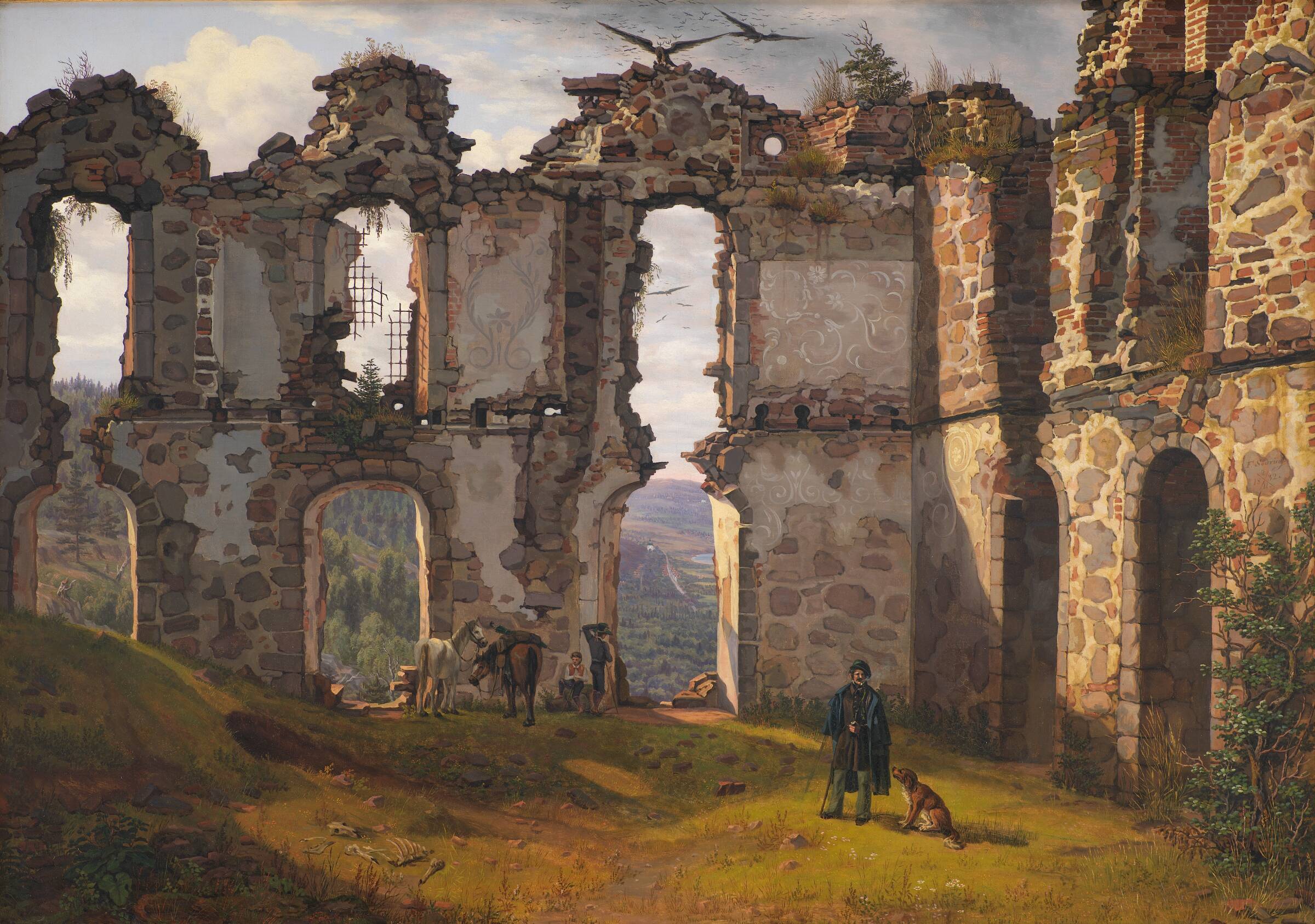 Ruinerne af Brahehus ved Jönköping i Sverige, F. Sødring, 1832