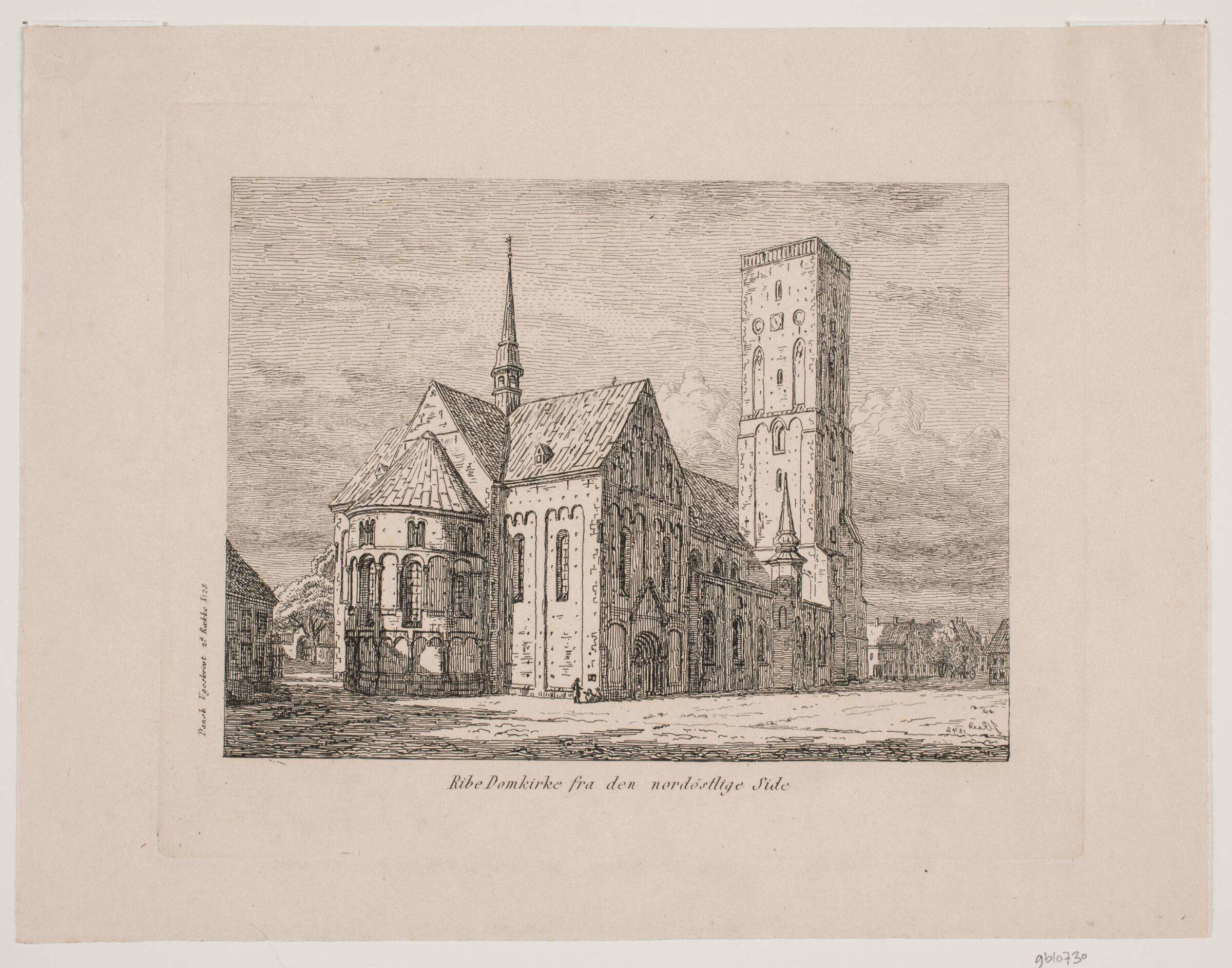Ribe Domkirke fra den nordøstlige side, Jørgen Roed, 1842