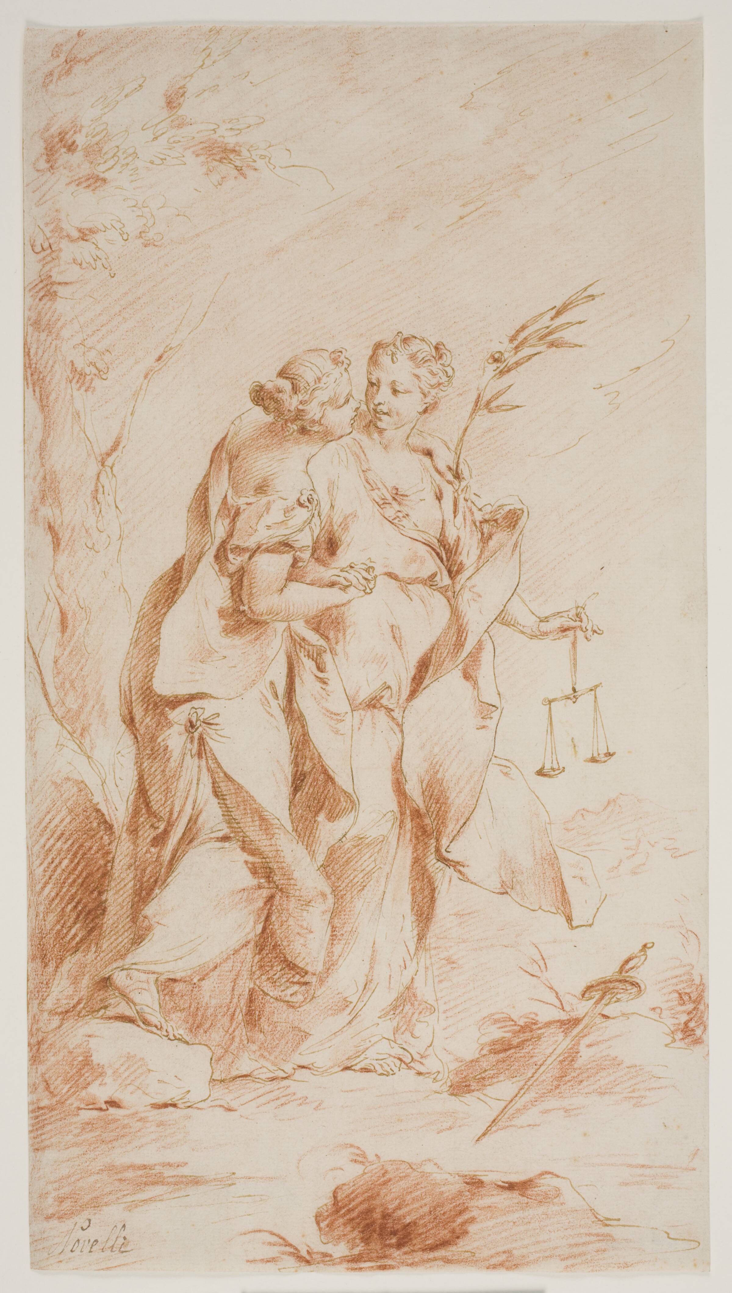 Freden og Retfærdigheden omfavner hinanden, Pietro Antonio Novelli, 1729-1804