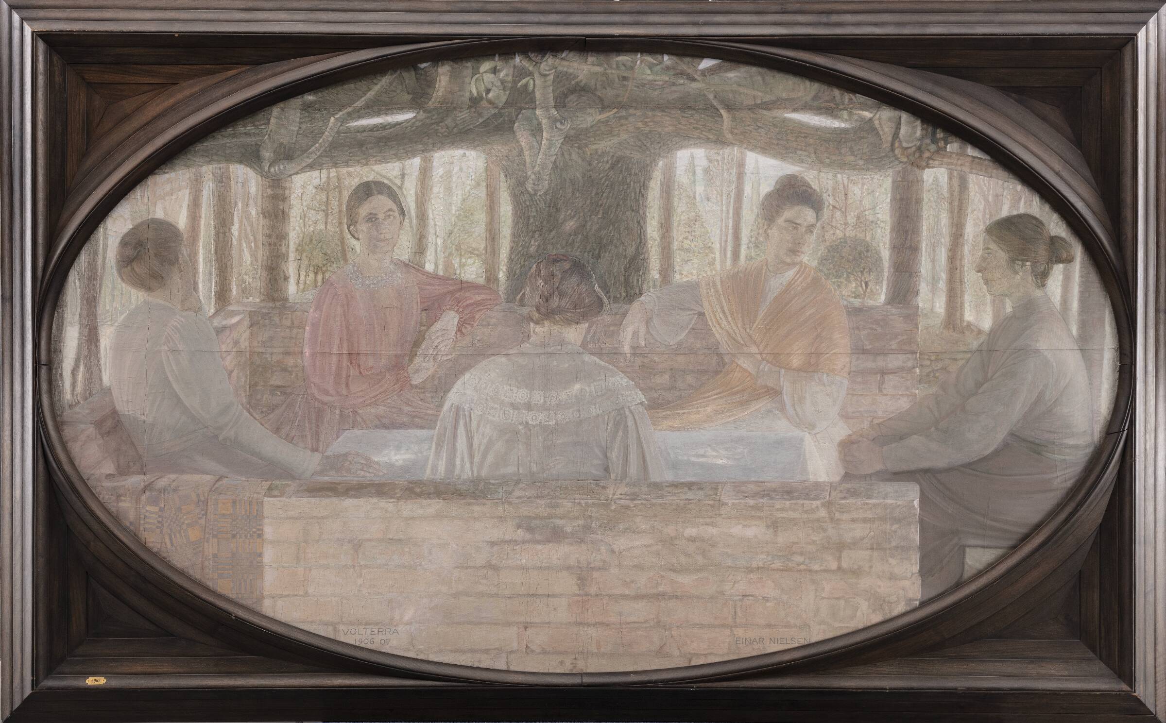 Stenegelunden i Volterra. Fem unge nordiske kvinder, Ejnar Nielsen, 1906-1907
