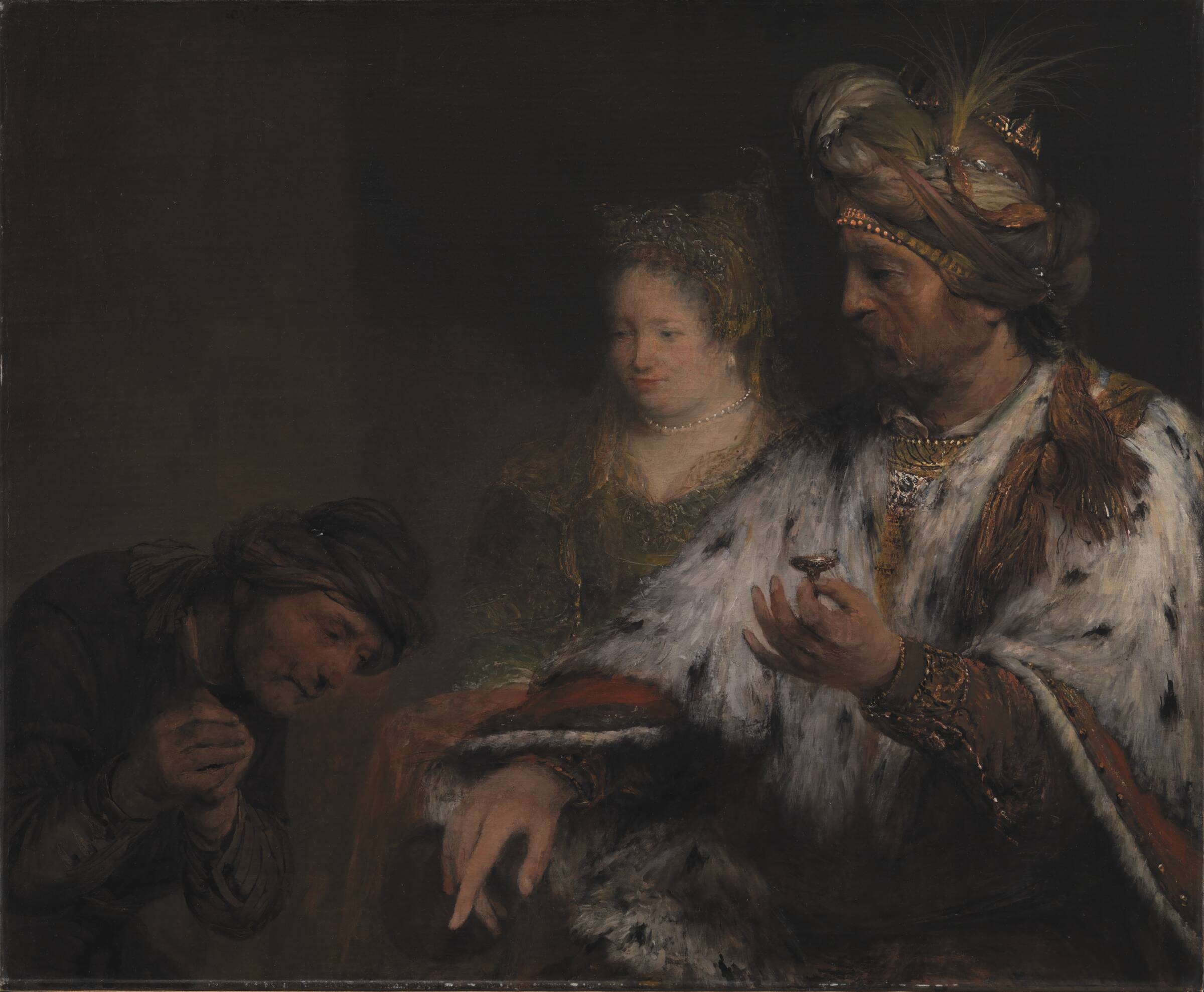 Den persiske kong Ahasverus giver Mordokaj ringen, Aert de Gelder, 1681-1684