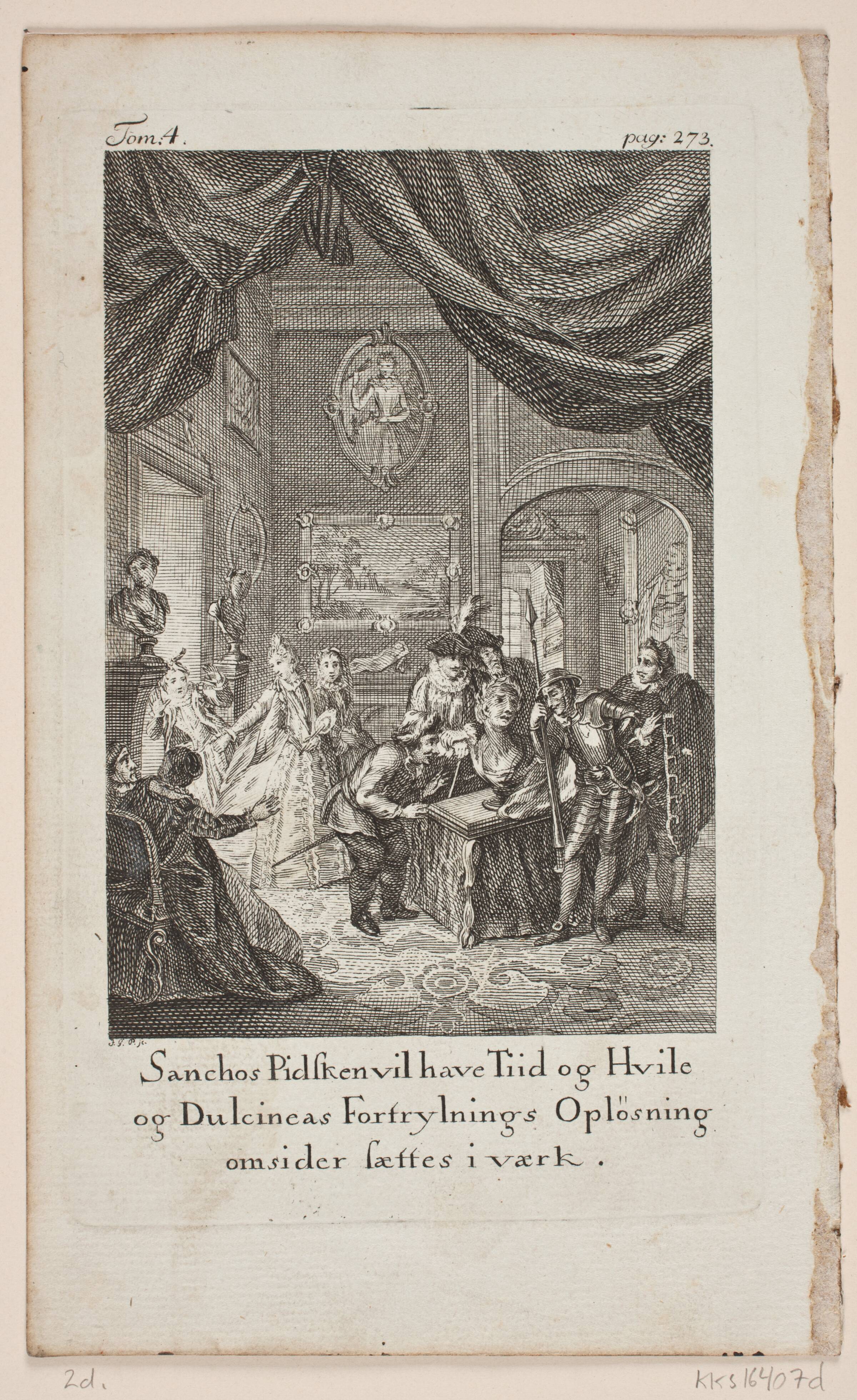 Illustration til Cervantes "Don Quijote", bind 4, p. 273, J.G. Preisler, 1776-1777