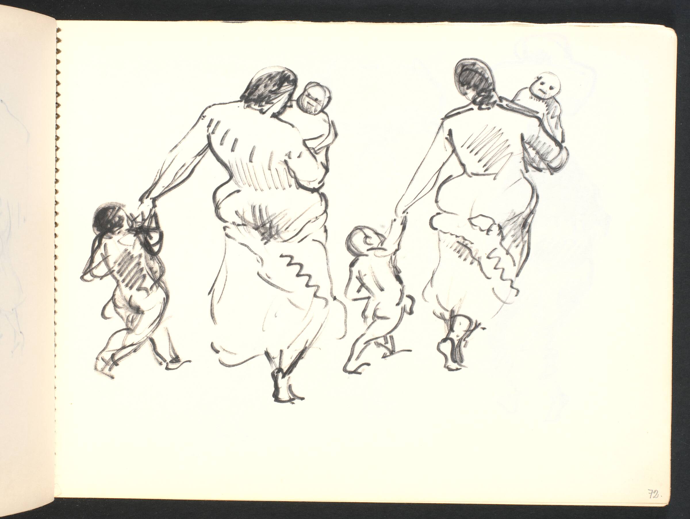 To kvinder med barn på armen og i hånden, Gottfred Eickhoff, 1952