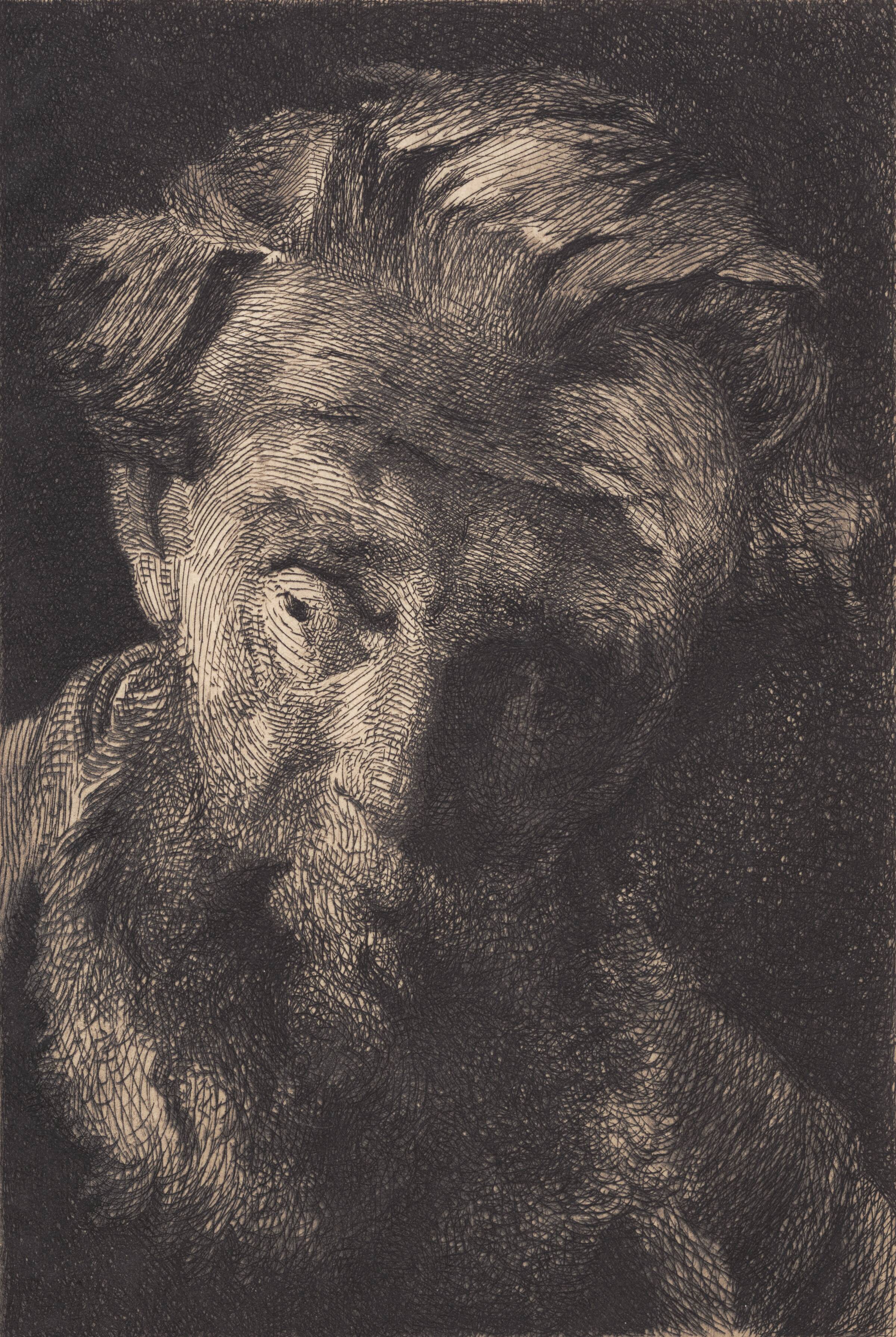 Gammel skægget mand, der ser til siden, Frans Schwartz, 1898