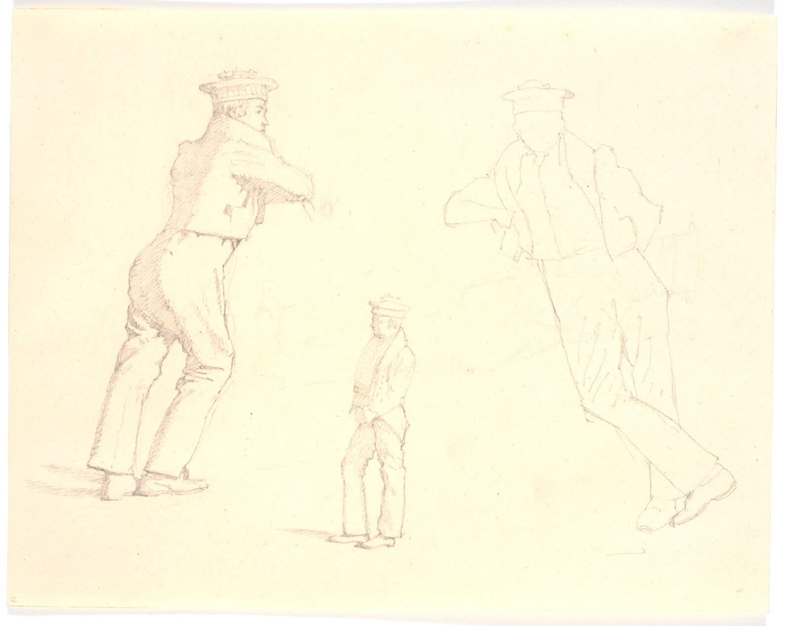 Tre studier af matroser, Christen Købke, 1837