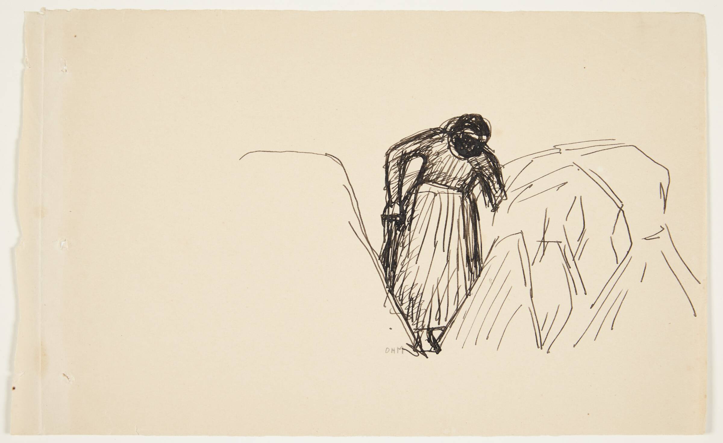 Gammel kone mellem kornneg, Olivia Holm-Møller, 1890-1970