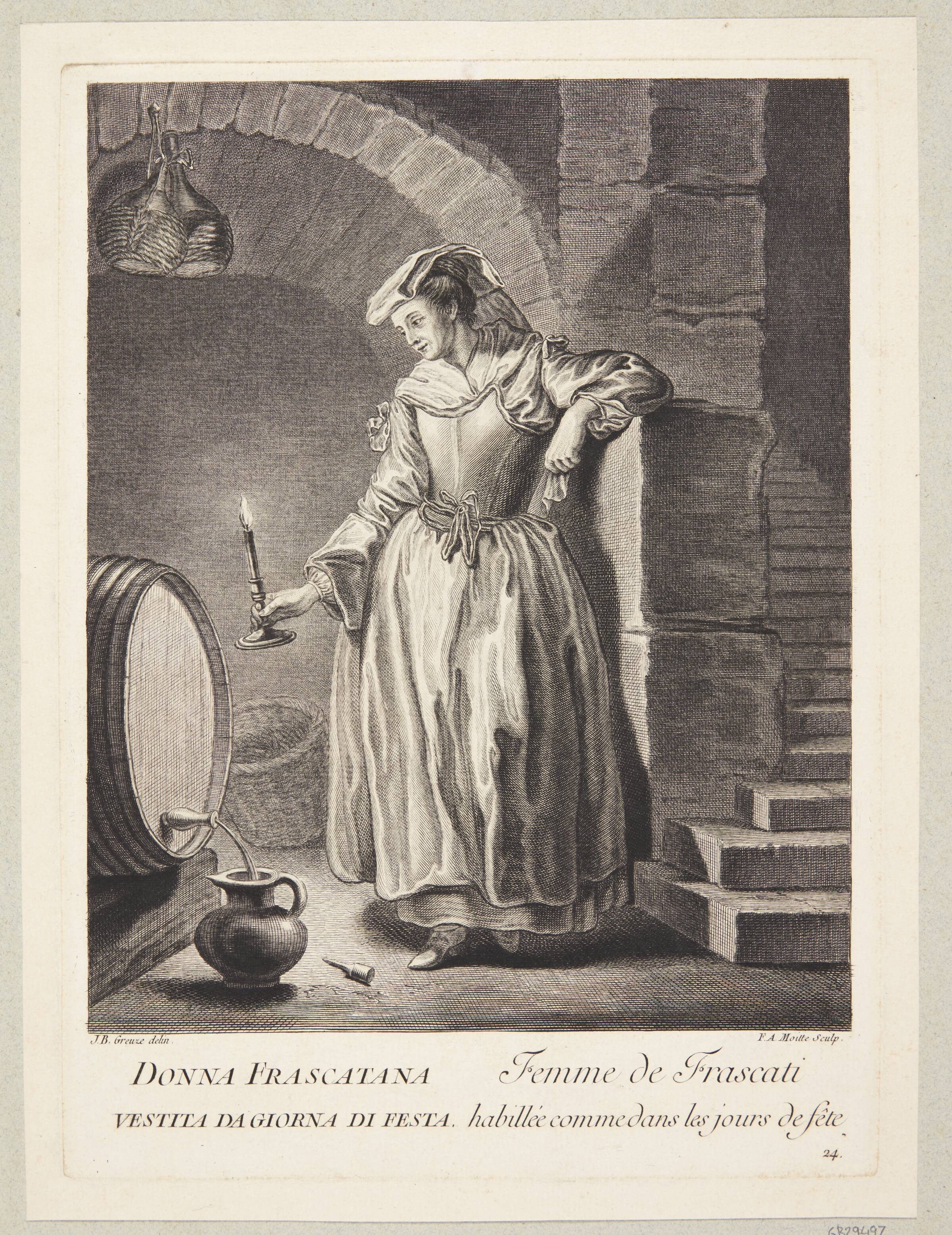 Kvinde fra Frascati (Femme de Frascati habillée comme dans les jours de fête), François Auguste Moitte, 1760-1769