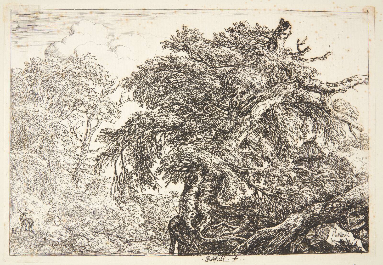 To bønder med deres hund, by Jacob Isaacksz. van Ruisdael, 1628-1682