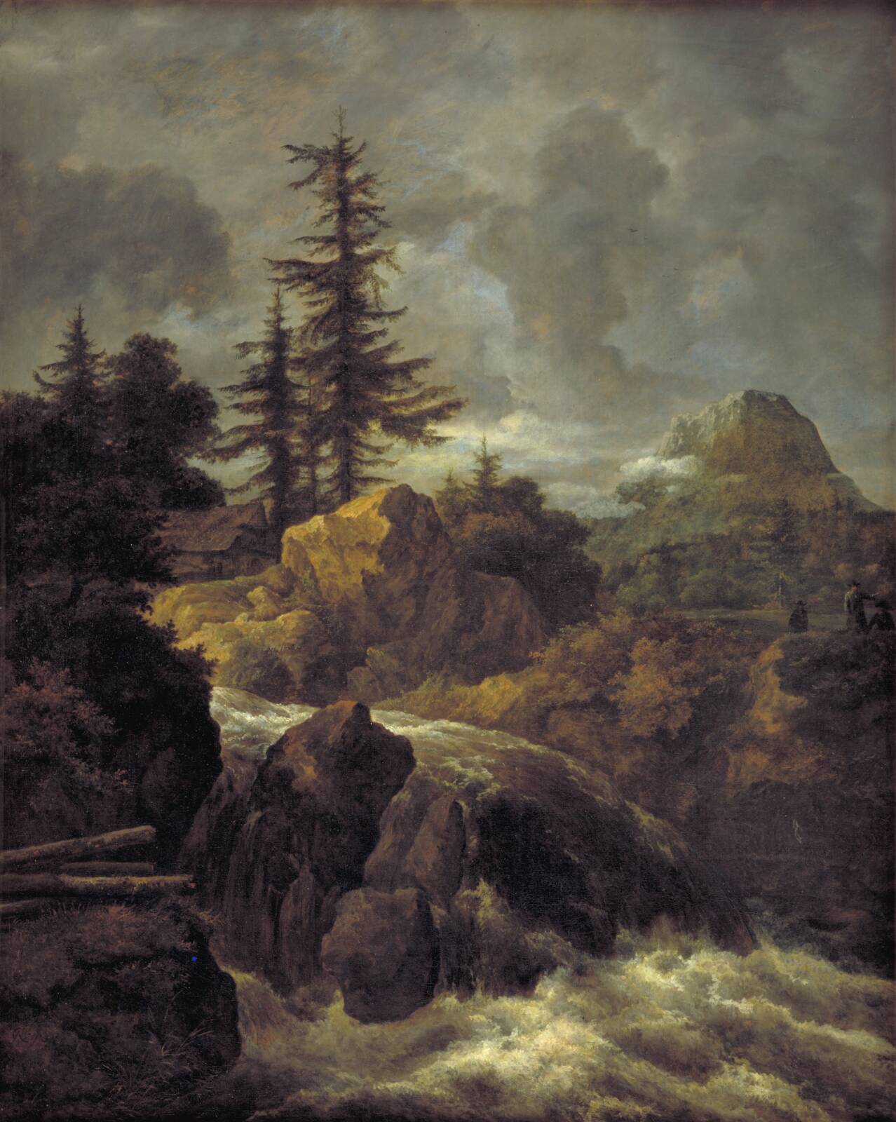 Landscape with a Waterfall and a Hut, by Jacob Isaacksz. van Ruisdael, 1643-1682